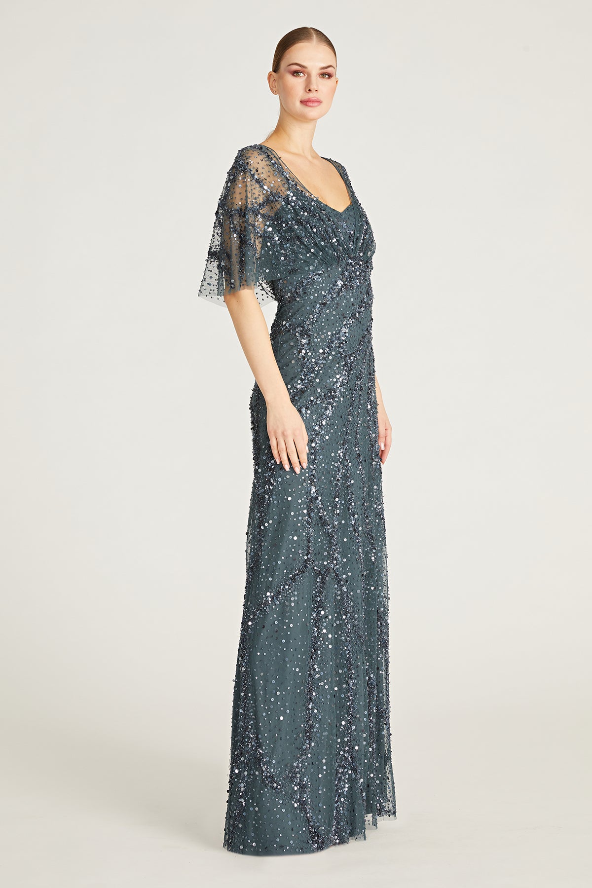 Lavinia Beaded Capelet Gown