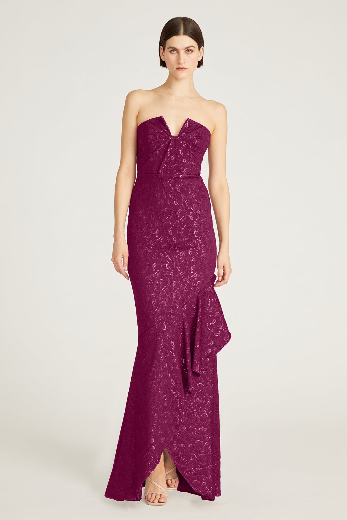 Aimee Strapless Jacquard Gown