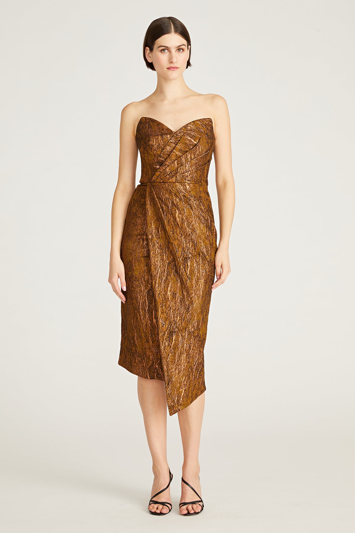 Theia Stretch Jacquard Strapless Cocktail Dress, 14 / Gold Theia Stretch Jacquard Strapless Cocktail Dress, 14 / Gold