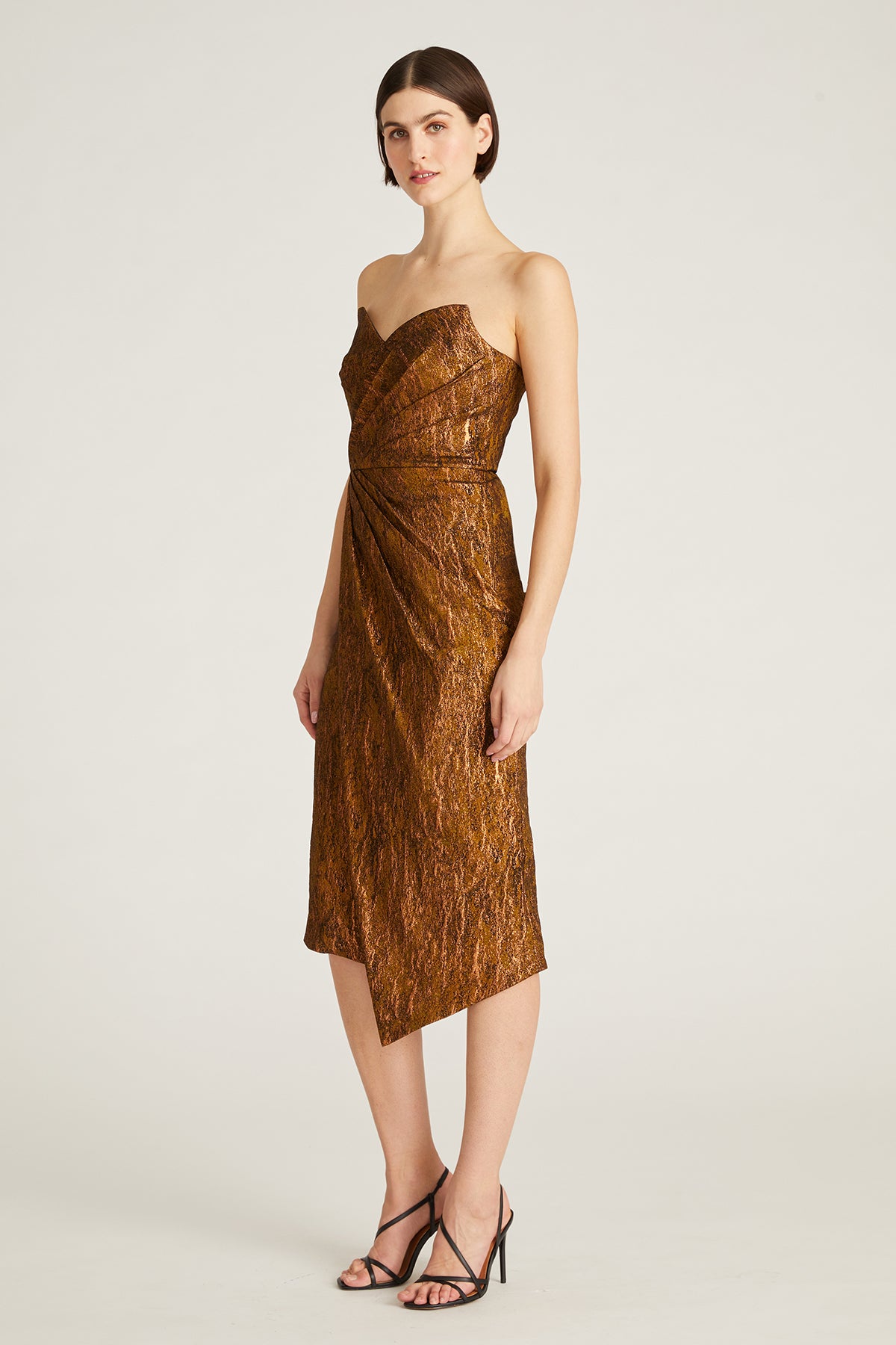 Theia Stretch Jacquard Strapless Cocktail Dress, 14 / Gold Theia Stretch Jacquard Strapless Cocktail Dress, 14 / Gold