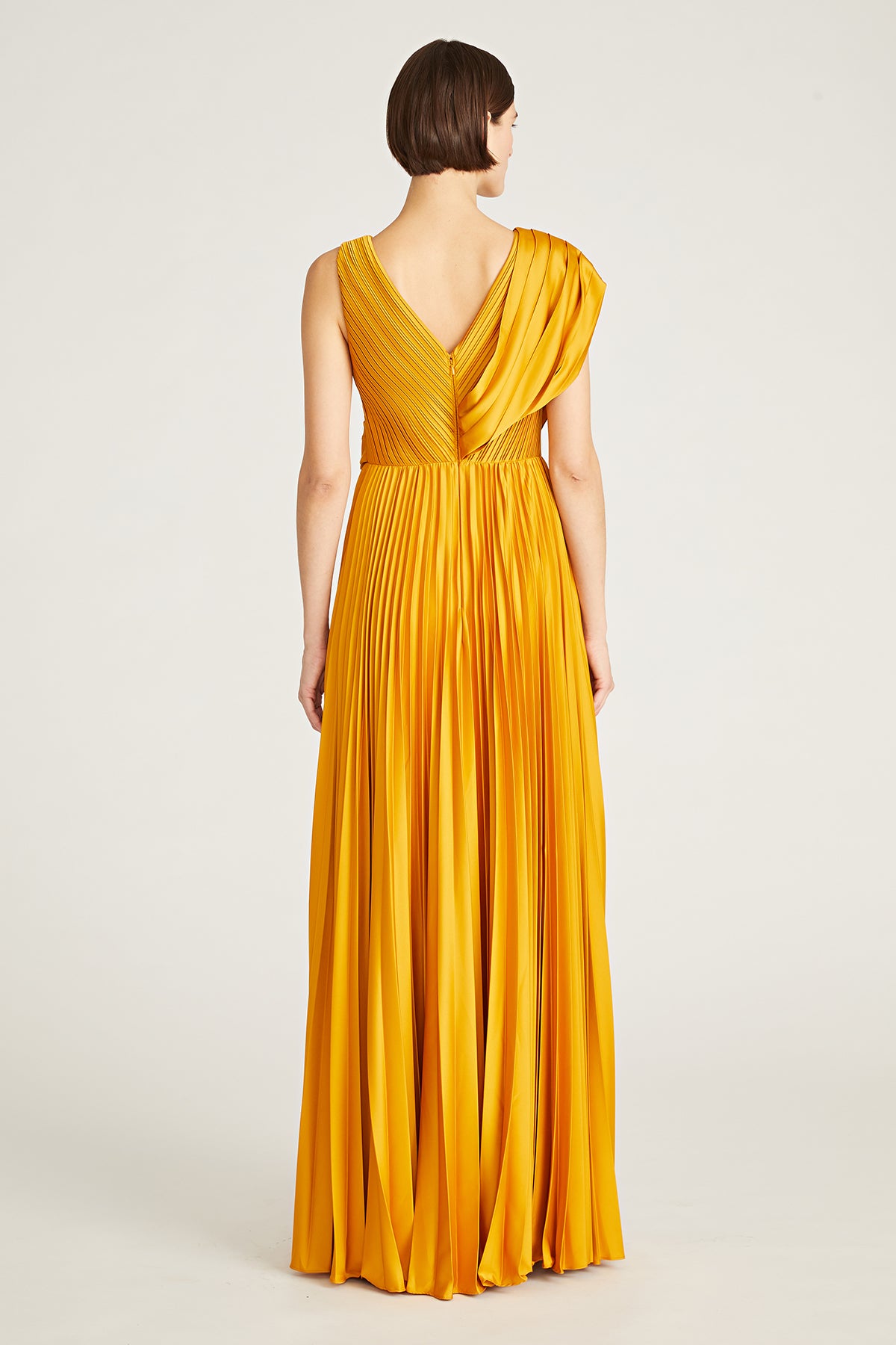 Breann Pleated Satin Gown