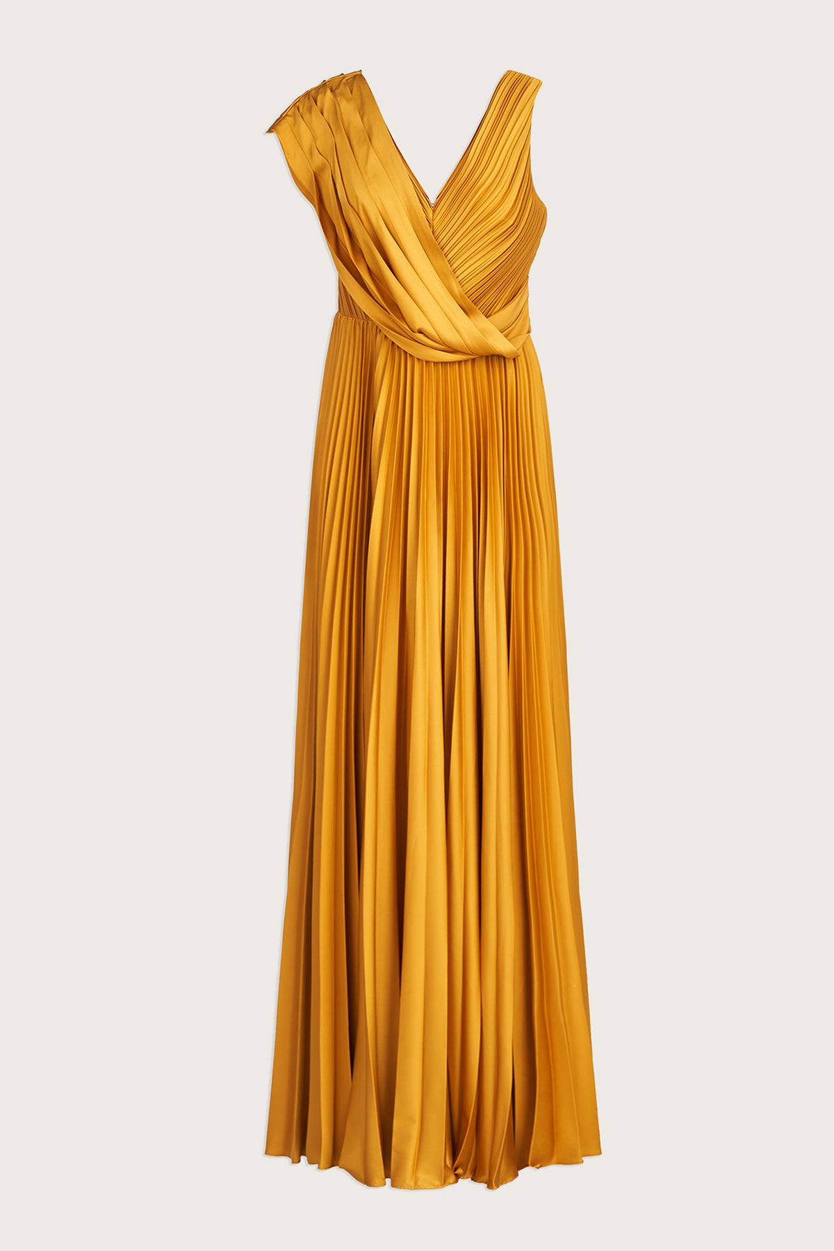 Breann Pleated Satin Gown