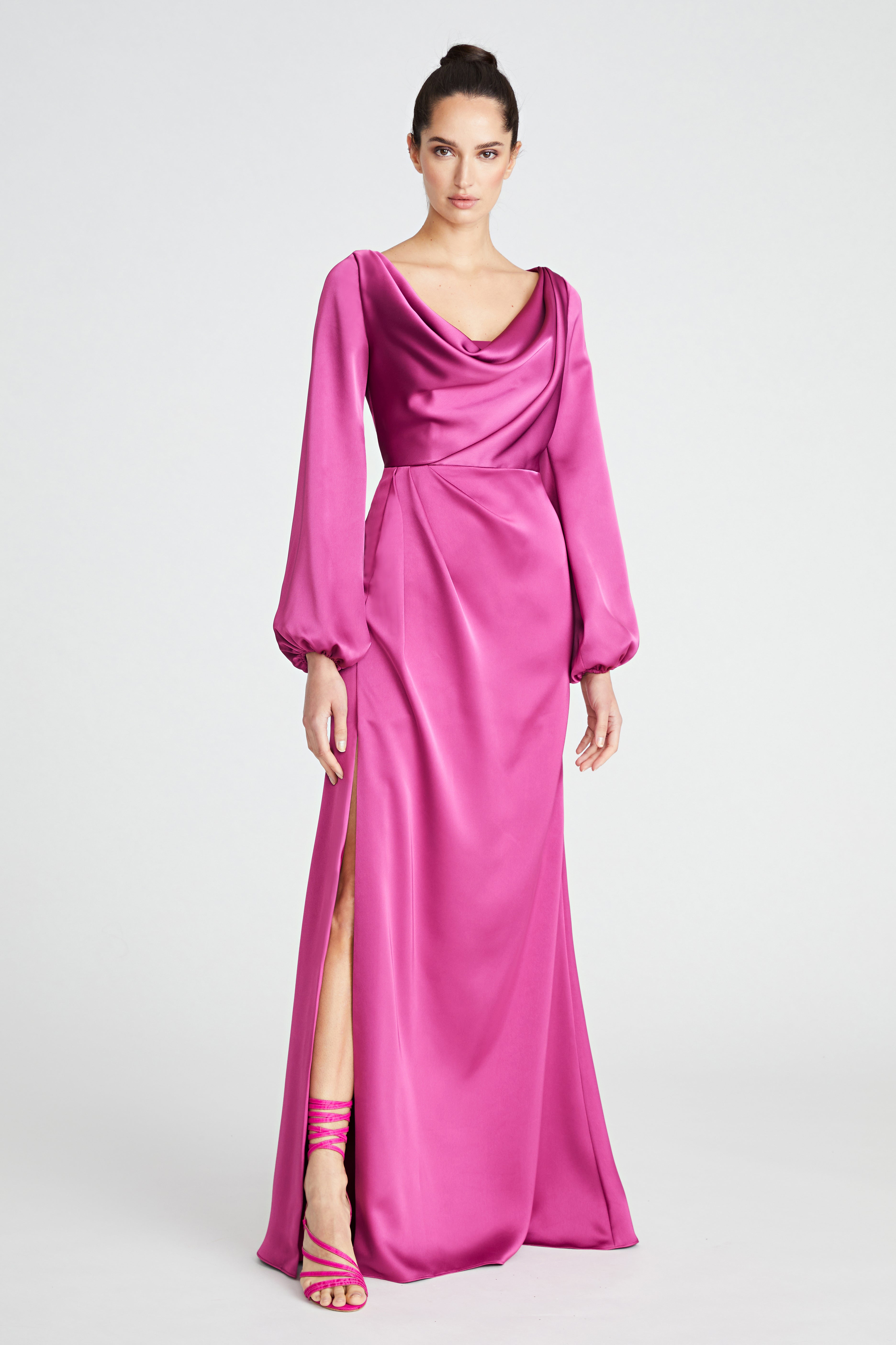Eliana Cowl Satin Gown – THEIA - Main Image