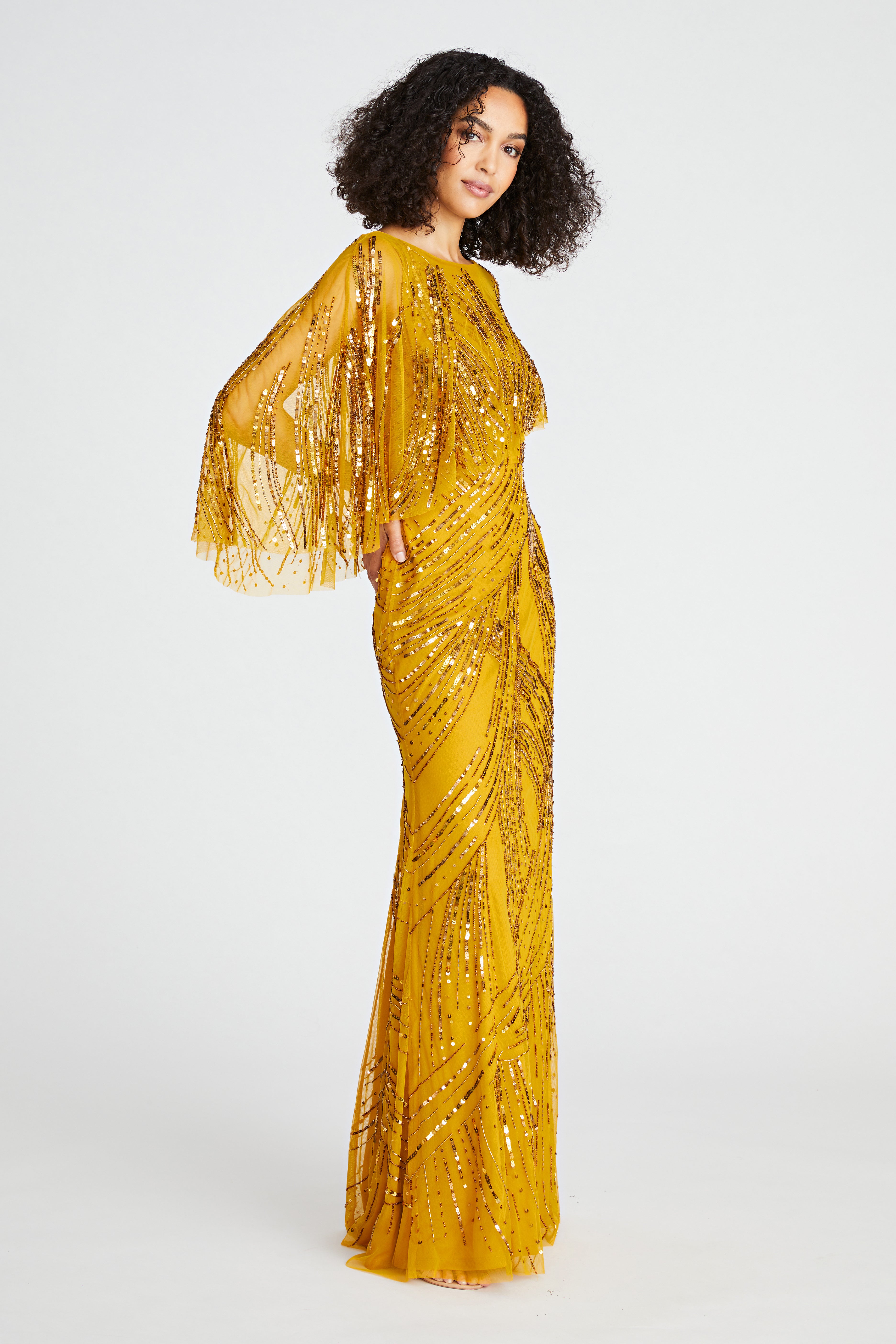 Ayla Beaded Shawl Gown