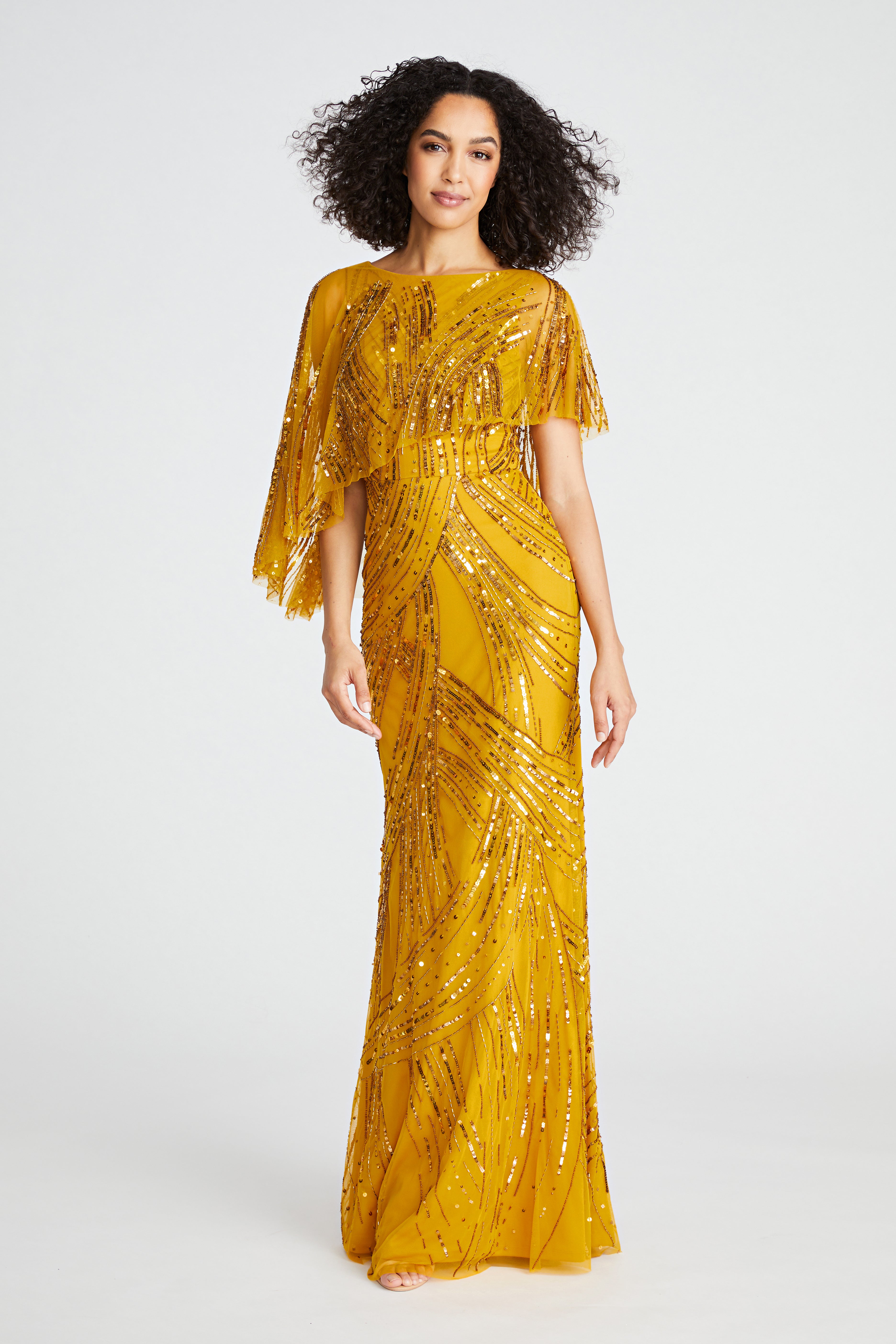 Ayla Beaded Shawl Gown