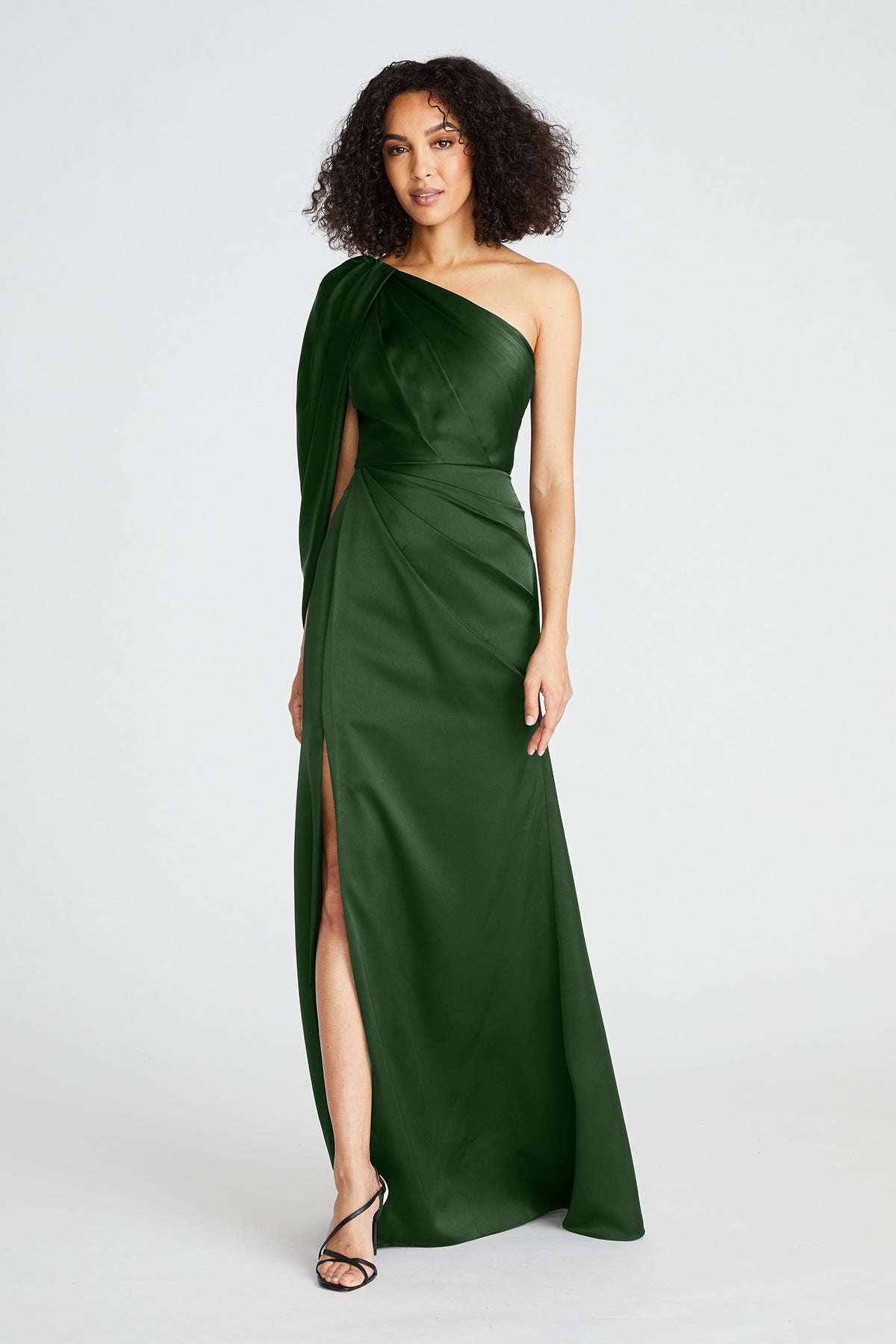 Theia Tori Draped One Shoulder Gown 0 Moss Green