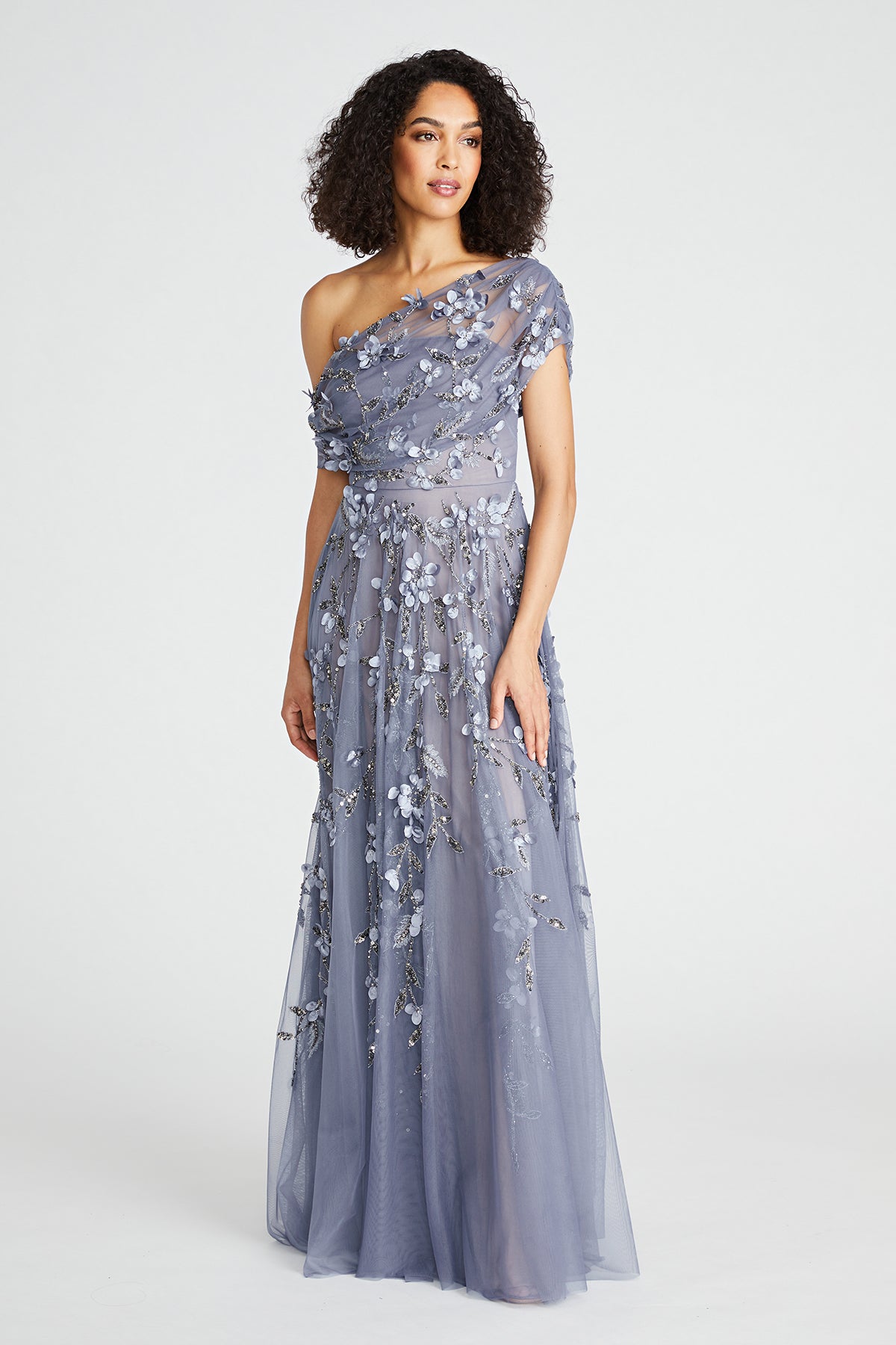Theia Women's Fiorella Draped Petal Gown - Periwinkle - Size 16 Theia Women's Fiorella Draped Petal Gown - Periwinkle - Size 16