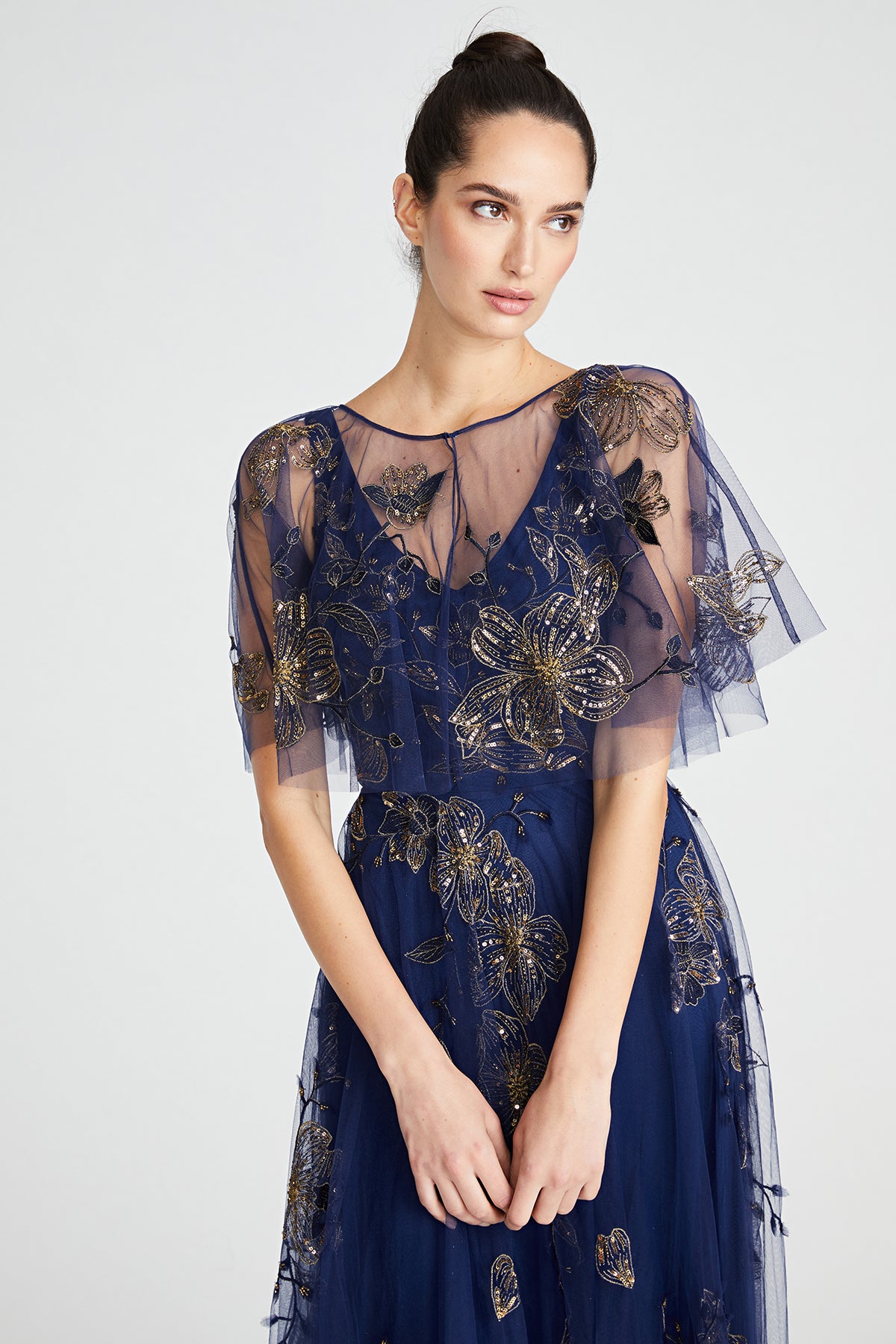 Jaylee Beaded Capelet Gown