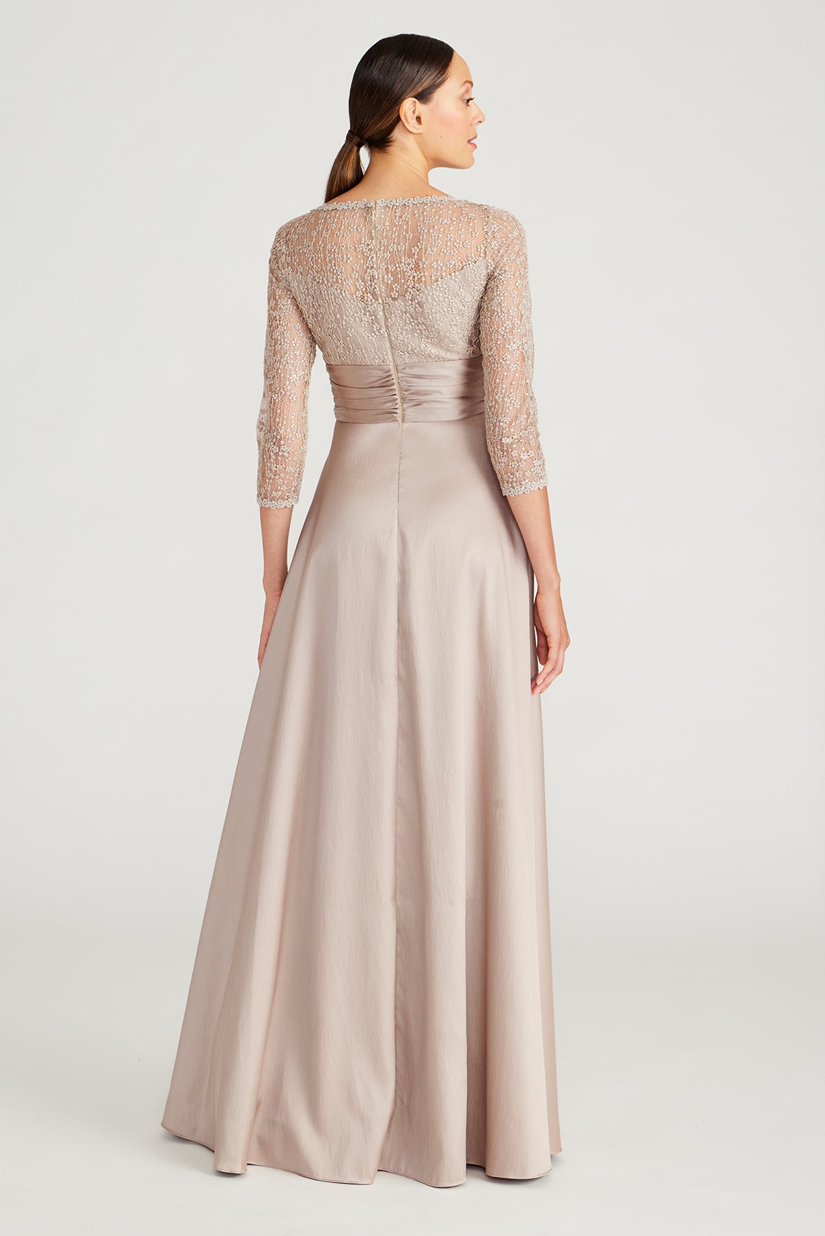 Zola Bateau Mikado Lace Gown