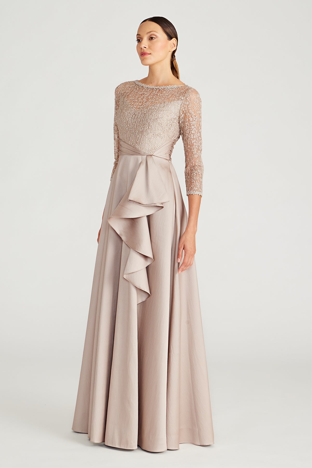 Zola Bateau Mikado Lace Gown THEIA Zola Bateau Mikado Lace Gown THEIA