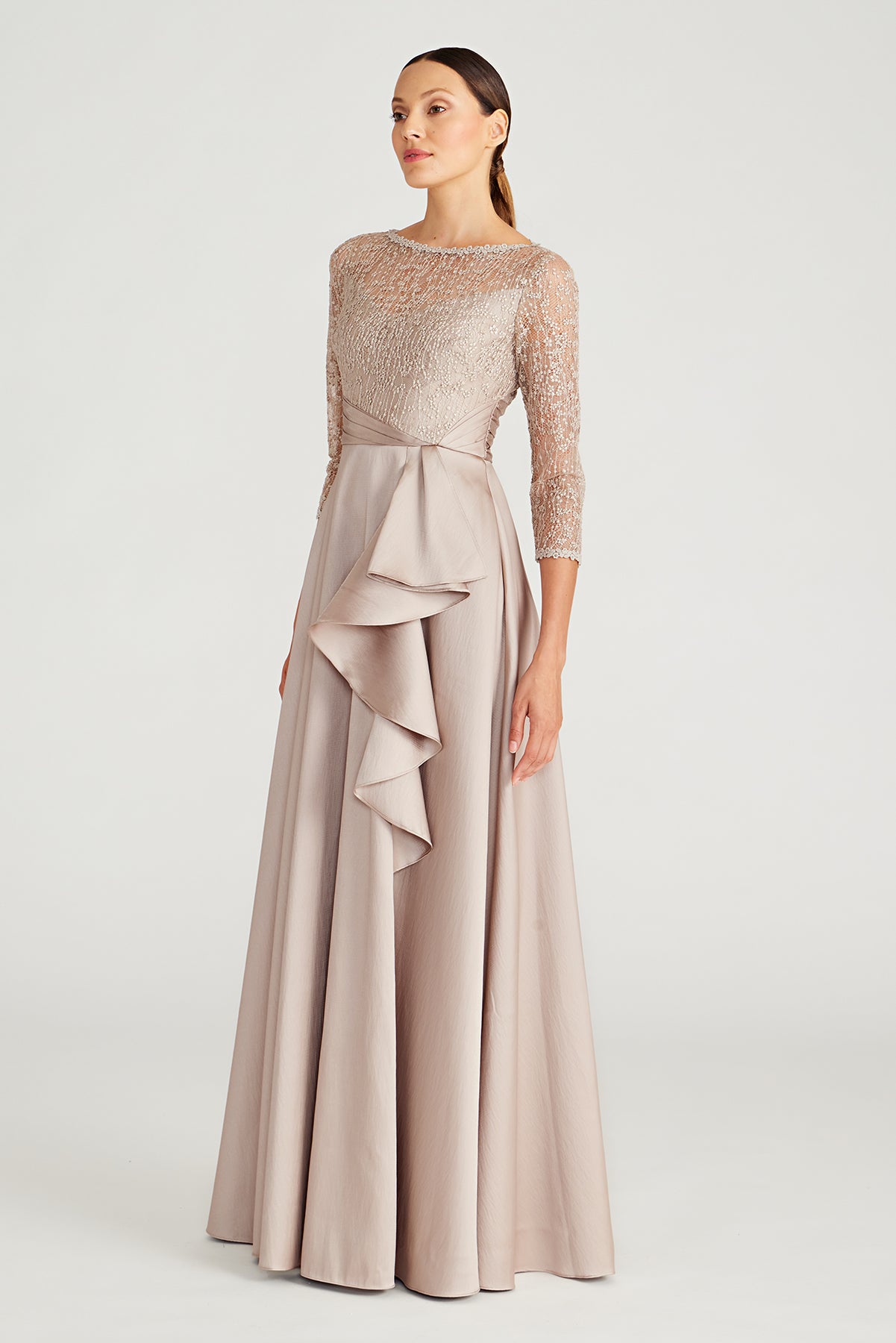 Zola Bateau Mikado Lace Gown