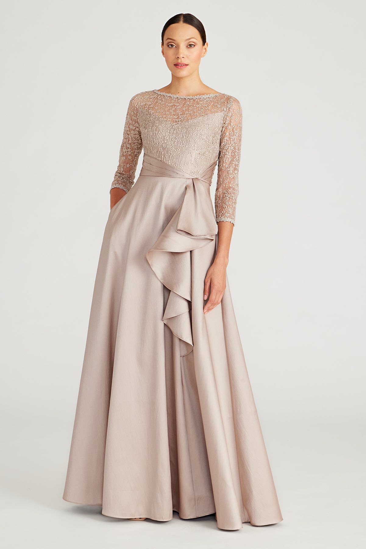 Zola Bateau Mikado Lace Gown