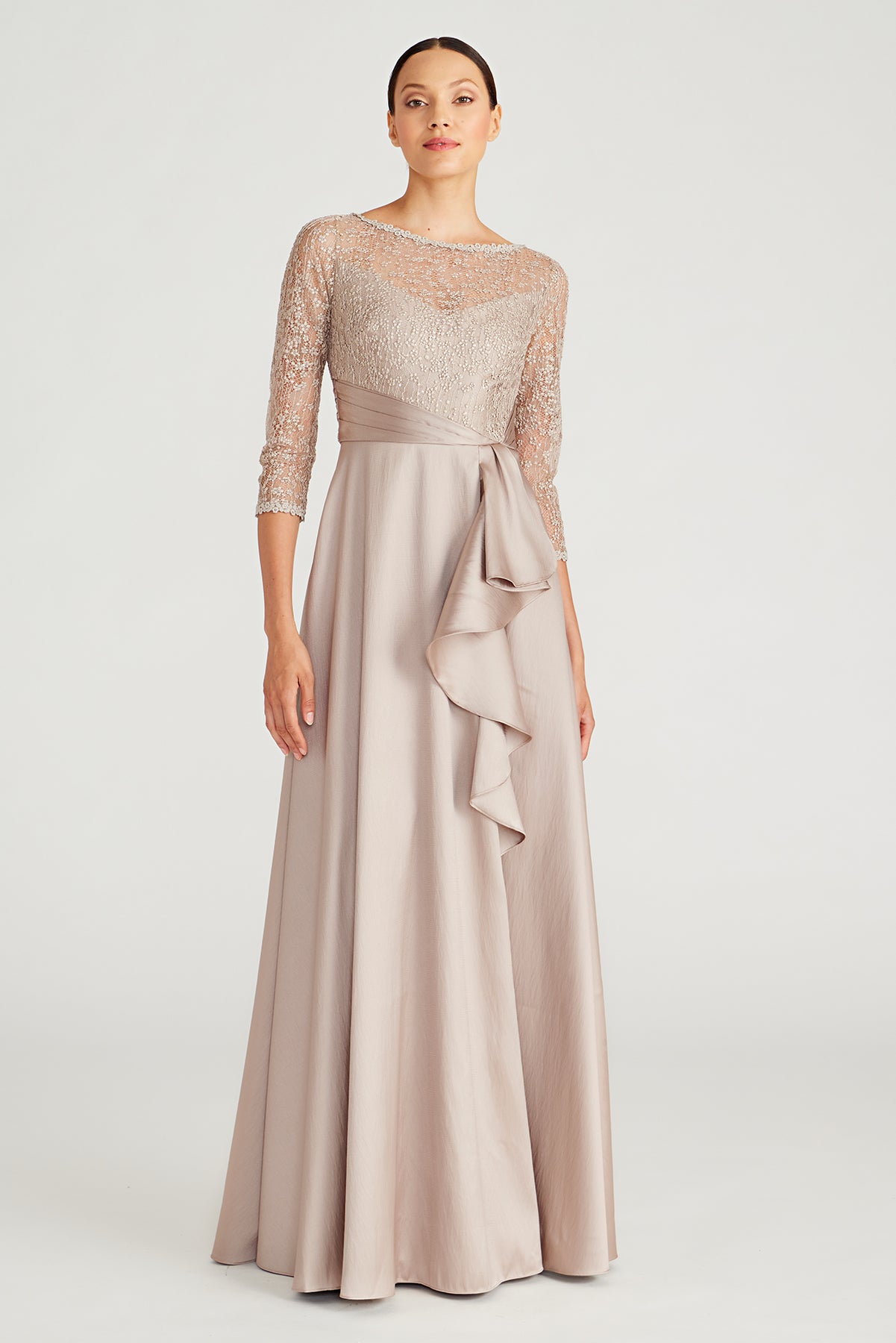 Zola Bateau Mikado Lace Gown