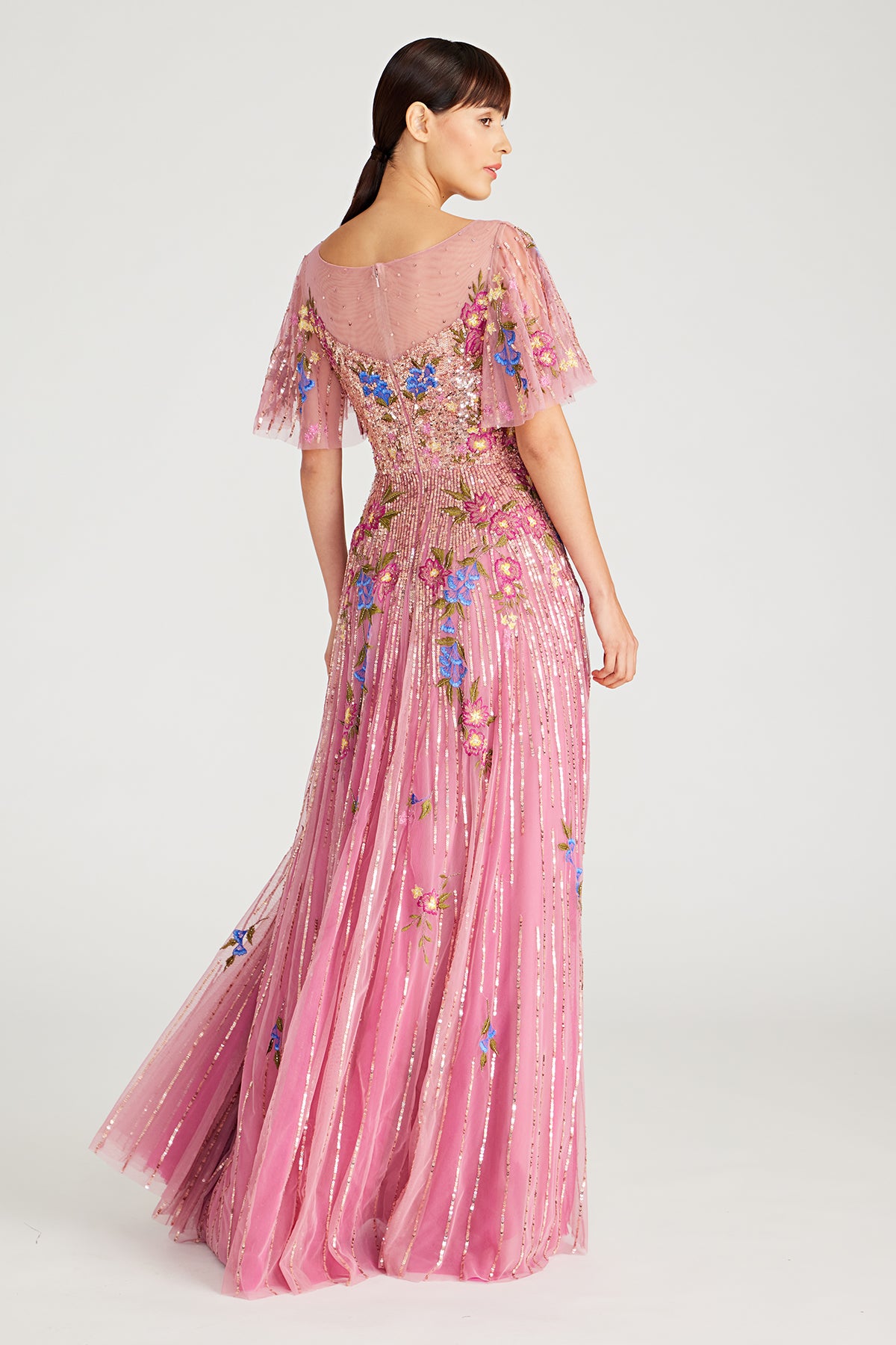 Maxine Bateau Neck Beaded Gown