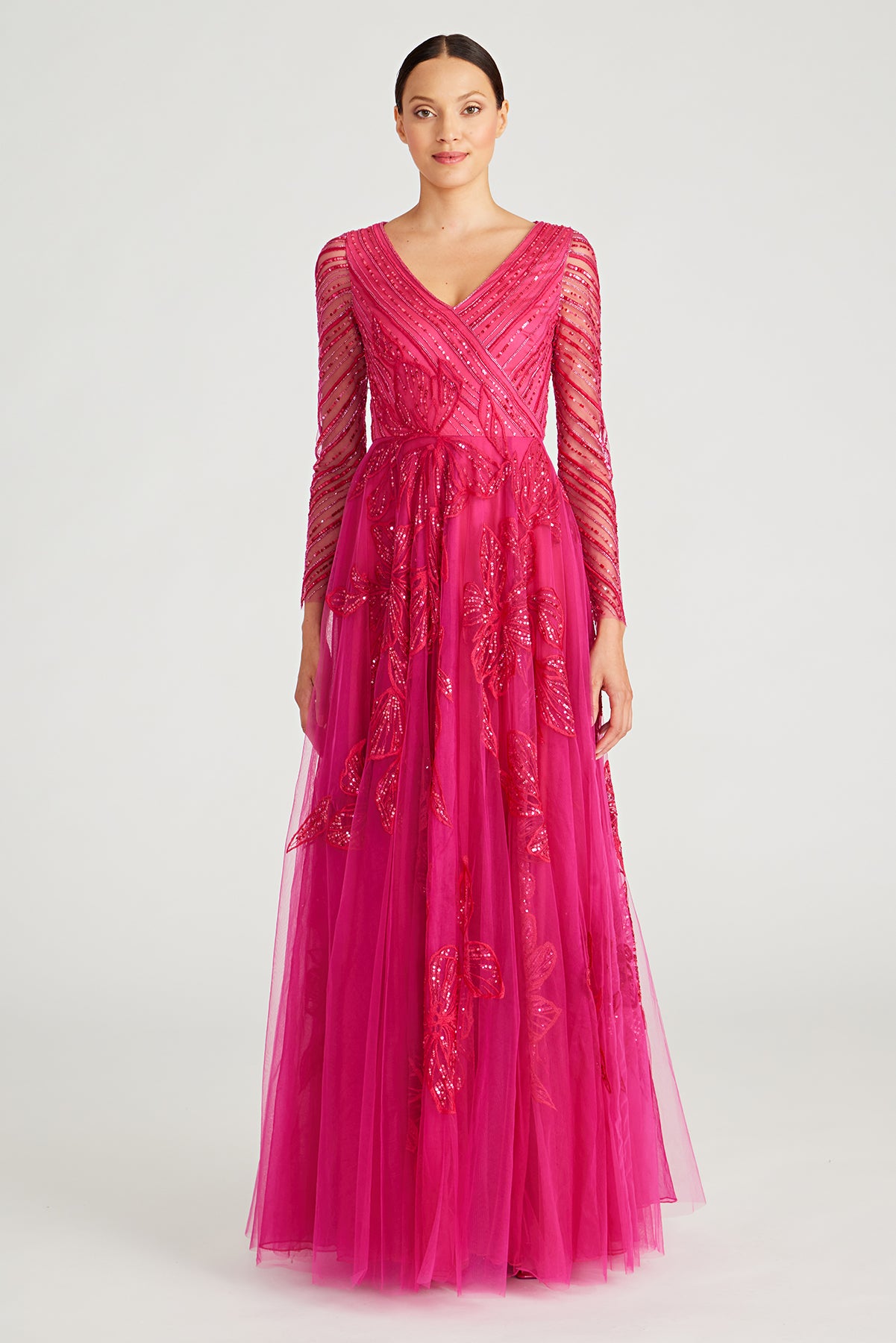 Dahlia V Neck Beaded Gown