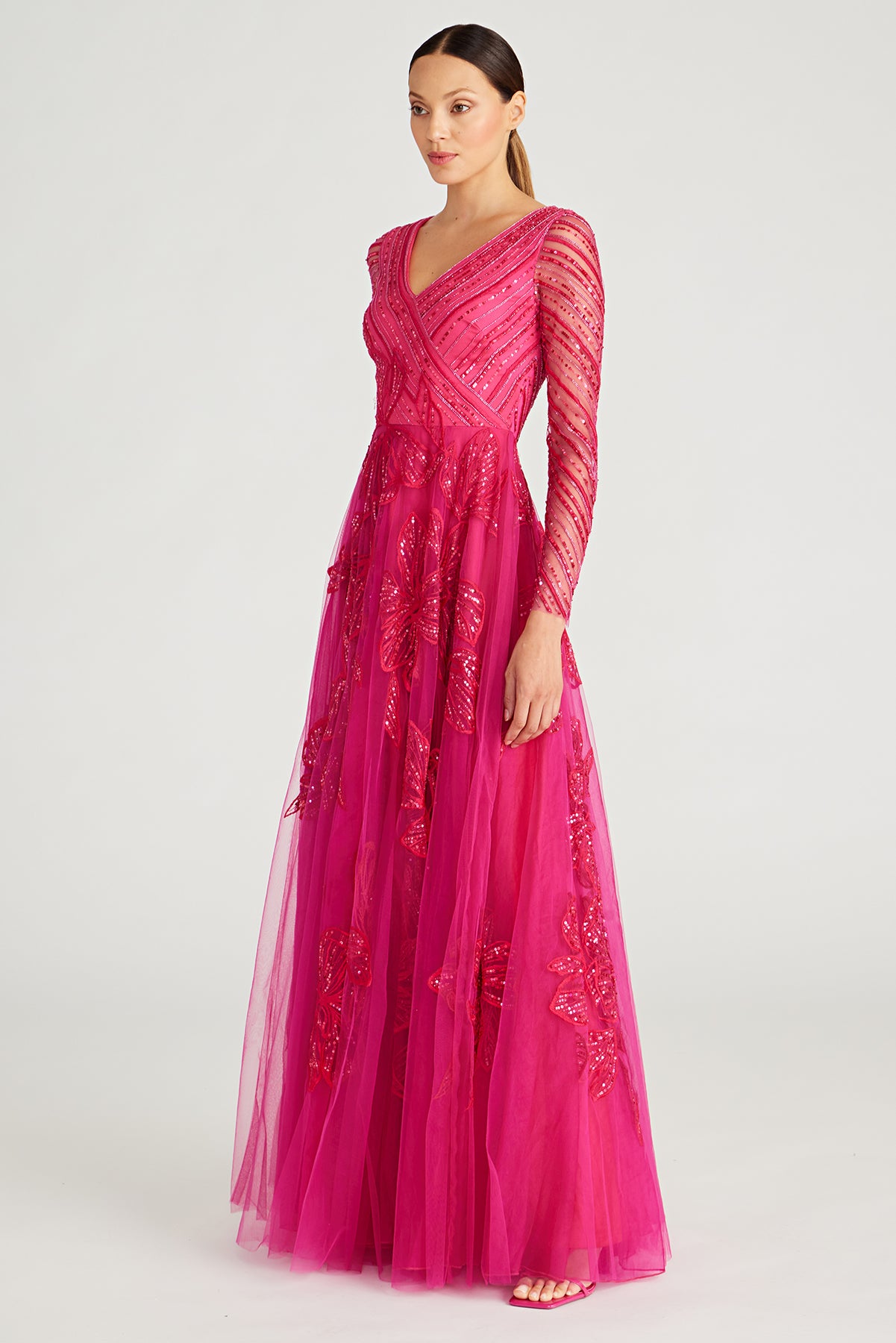 Dahlia V Neck Beaded Gown THEIA Dahlia V Neck Beaded Gown THEIA