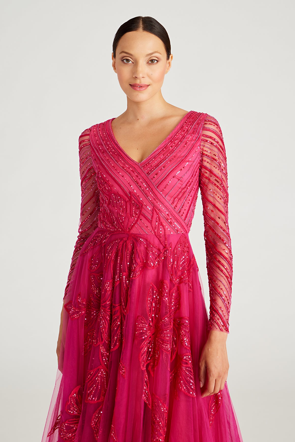 Dahlia V Neck Beaded Gown