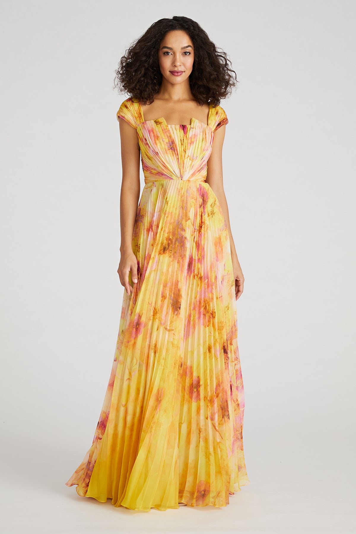 pleated drape dress GOLD HALTER DRESS WITH CROSS DETAIL AND PLEATED DRAPE