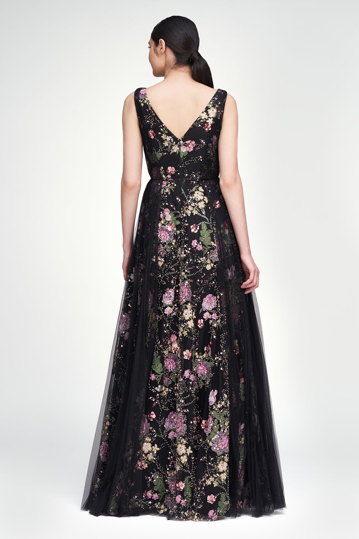 Toni V Neck Beaded Gown
