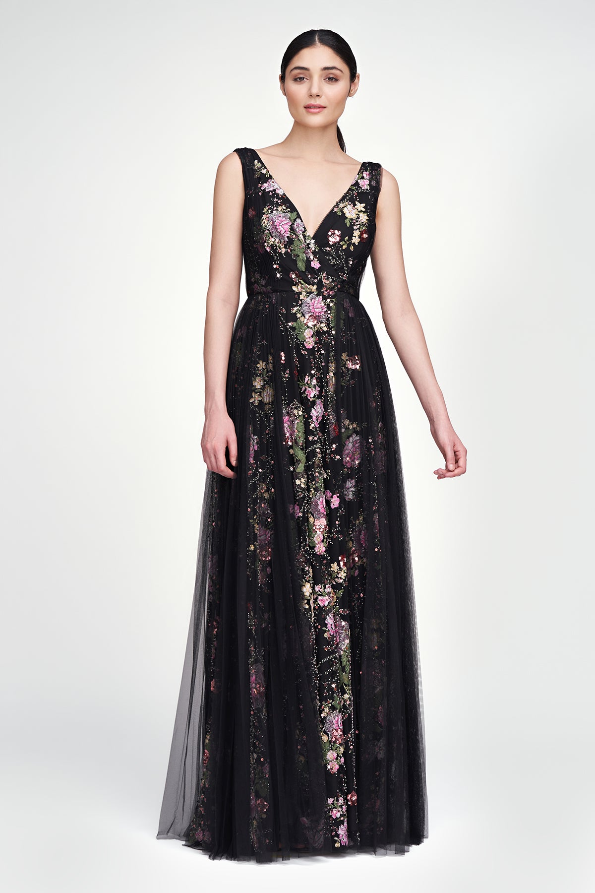 Toni V Neck Beaded Gown