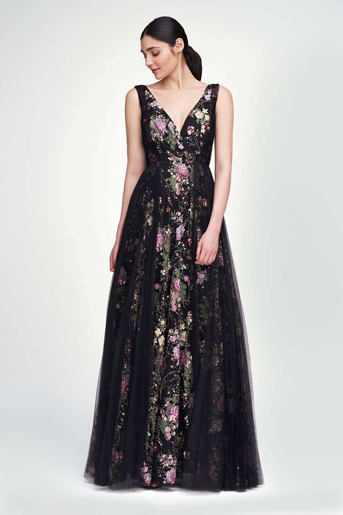 Toni V Neck Beaded Gown
