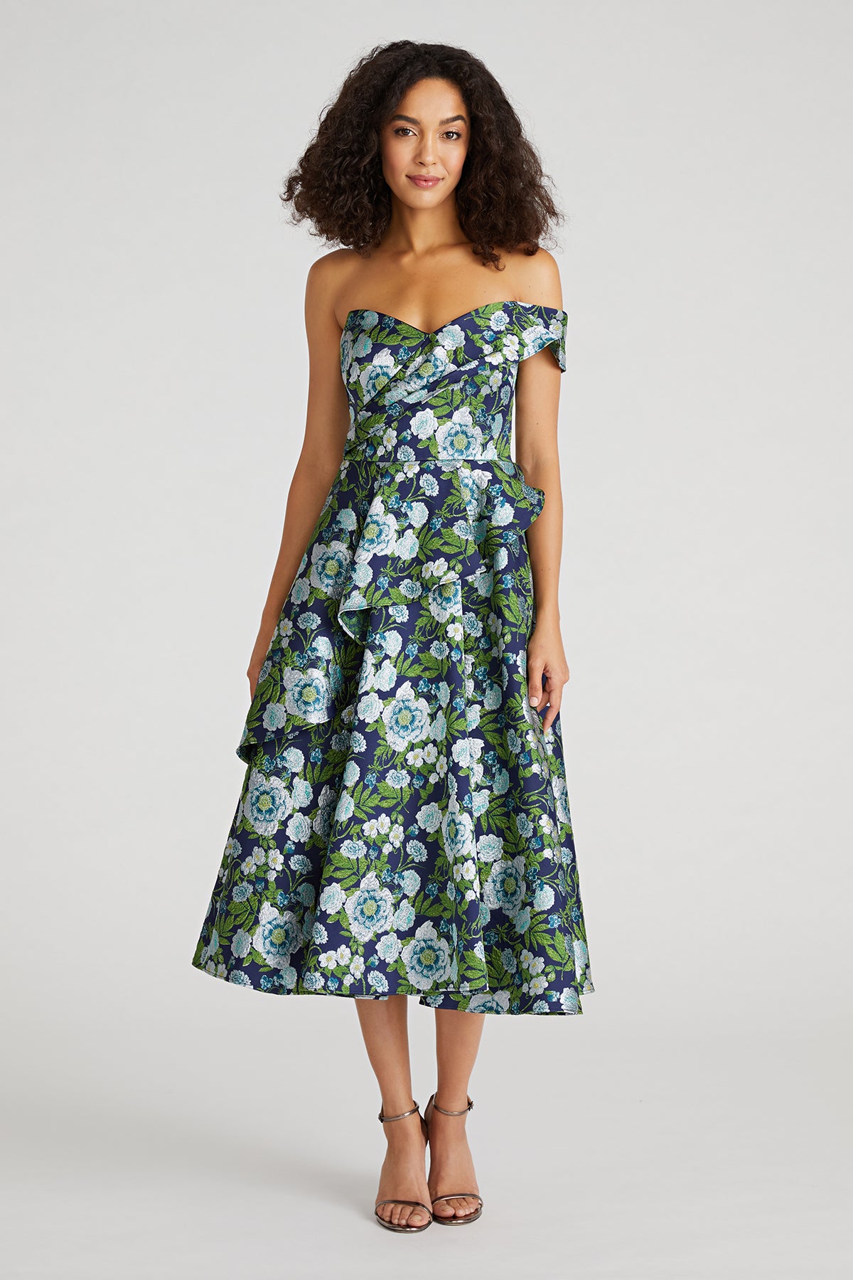 Theia Tatum Peplum A-Line Midi Dress Theia Tatum Peplum A-Line Midi Dress