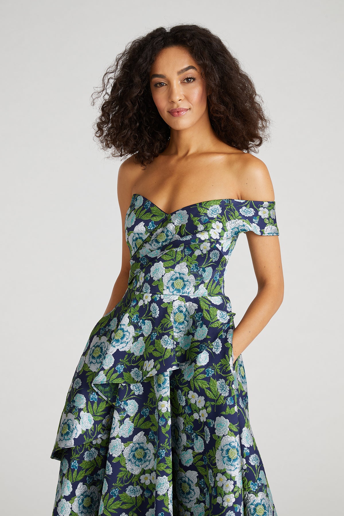Theia Tatum Peplum A-Line Midi Dress Theia Tatum Peplum A-Line Midi Dress