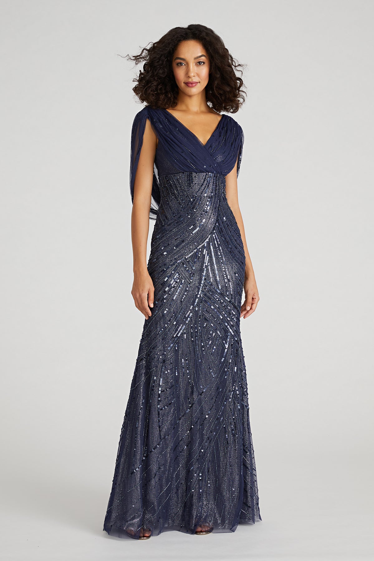 Addie V Neck Beaded Gown