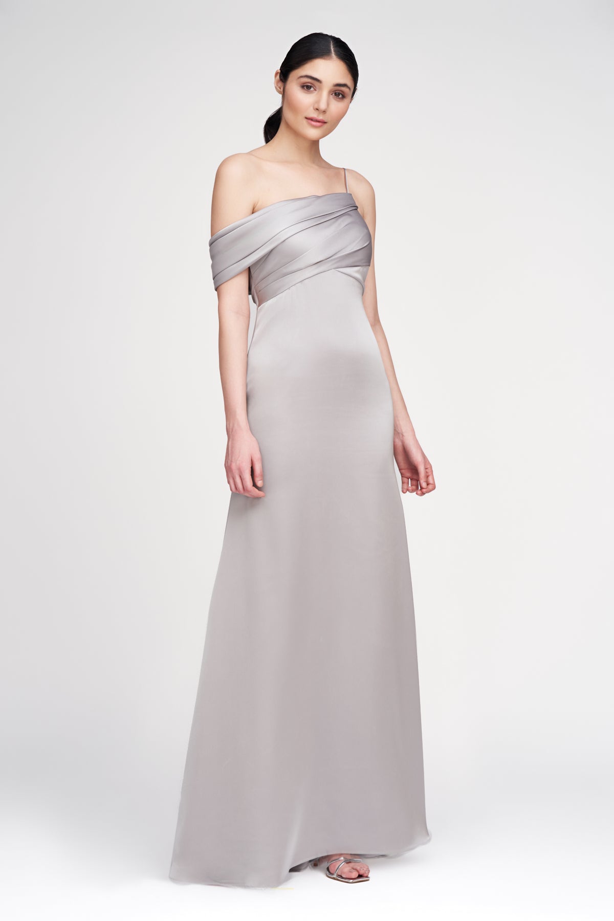Theia Alaina One-Shoulder Gown, 16 / Grey