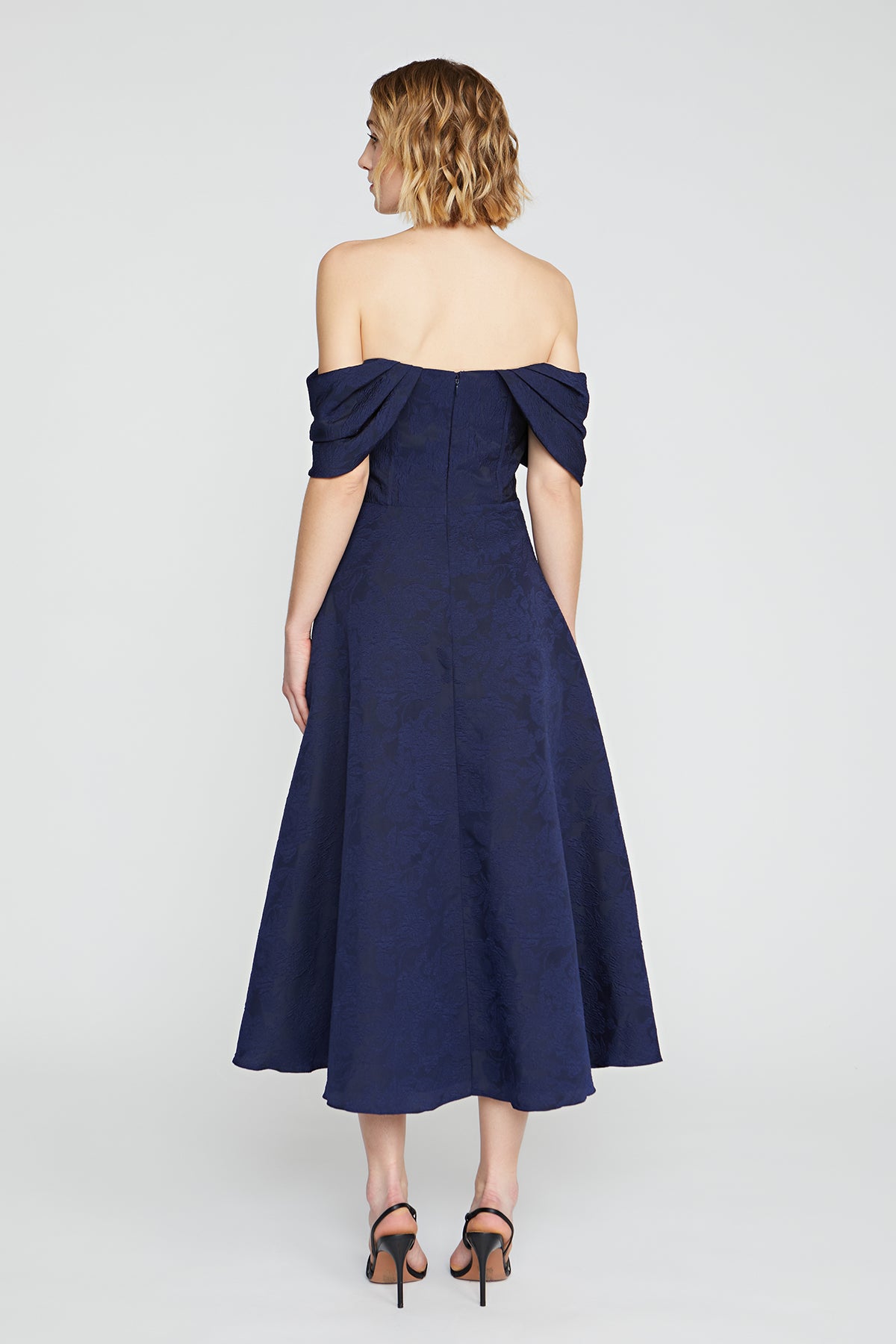navy blue jacquard dress Navy Blue Mini Dress - Floral Jacquard Dress - Puff Sleeve Dress