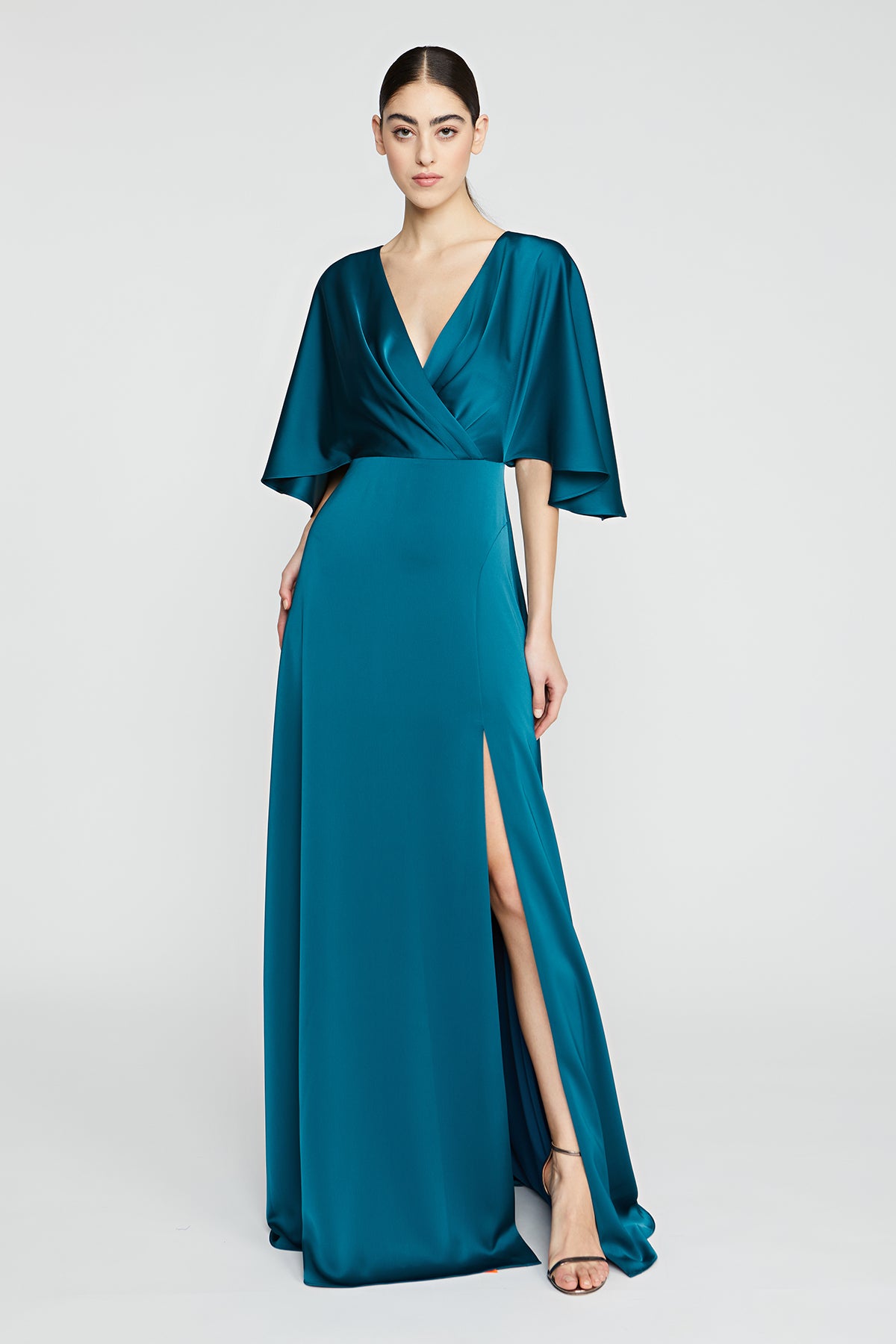 Theia Kimono Sleeve Evening Dress Theia Blue Kimono Sheath Top
