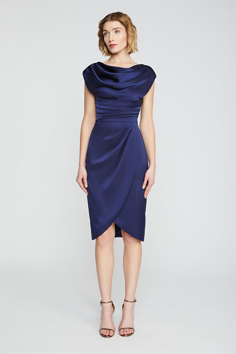 Theia Sleeveless authentic Bateau Neck Dress, Jacquard