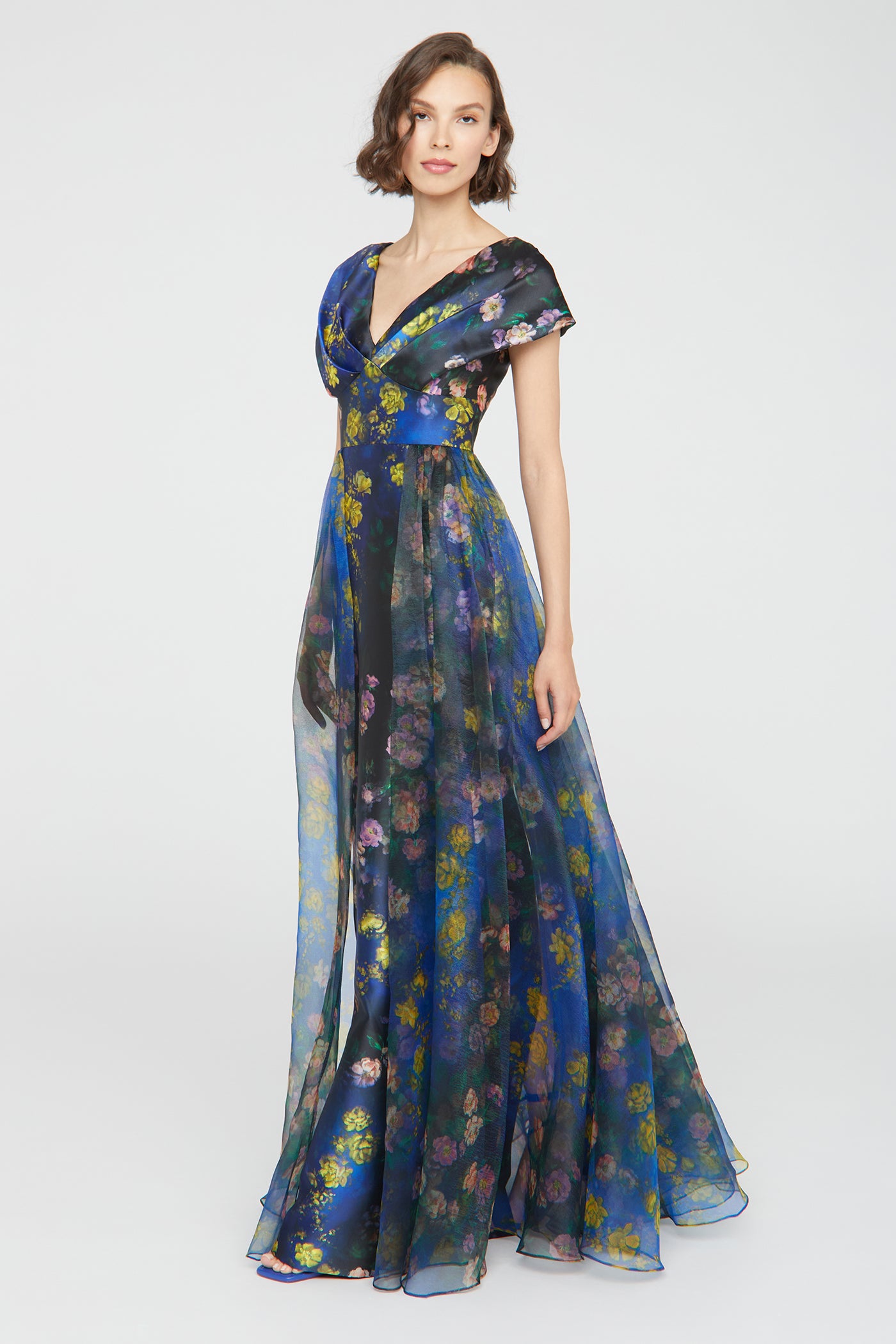 Nadia Draped V Neck Gown