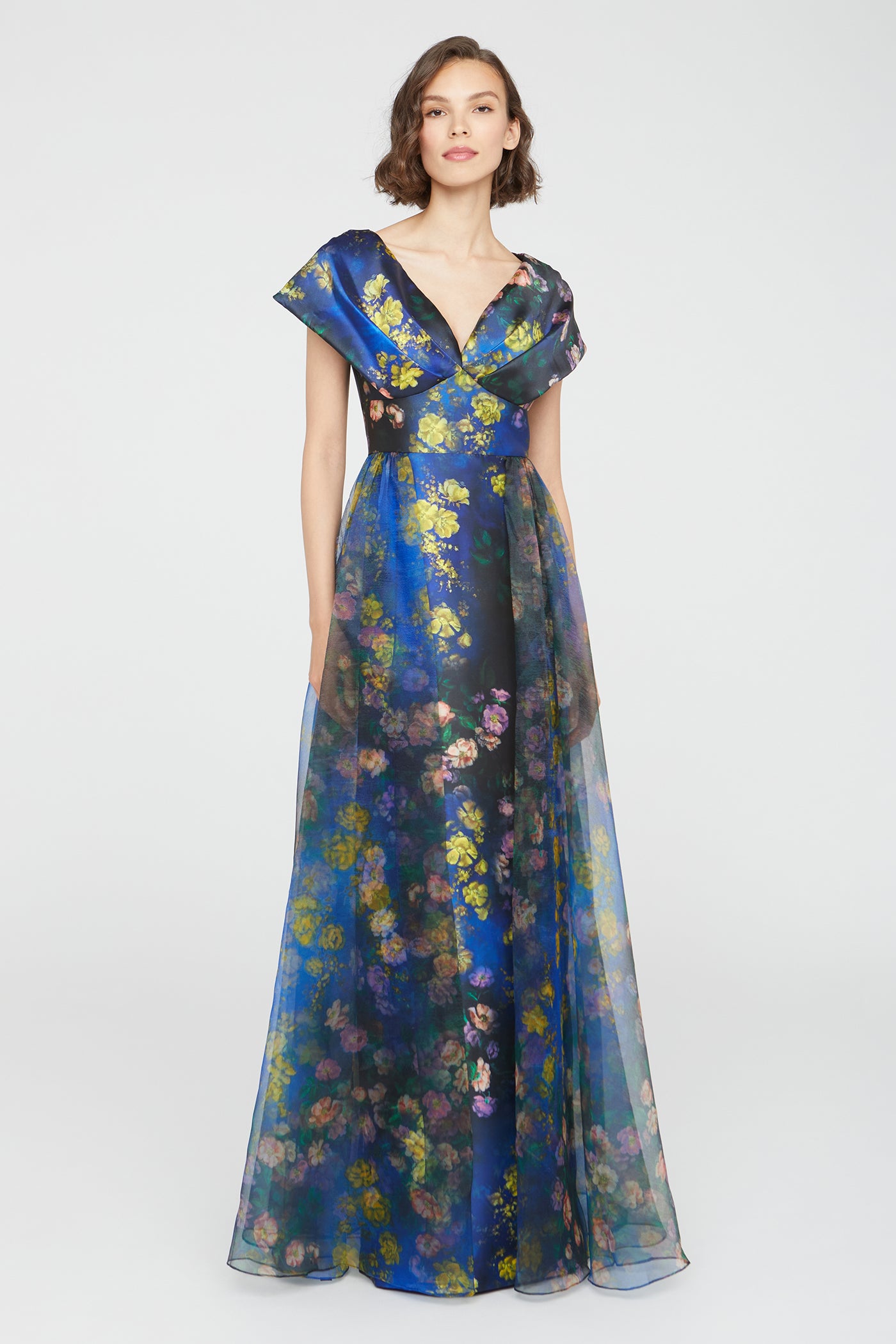 Nadia Draped V Neck Gown