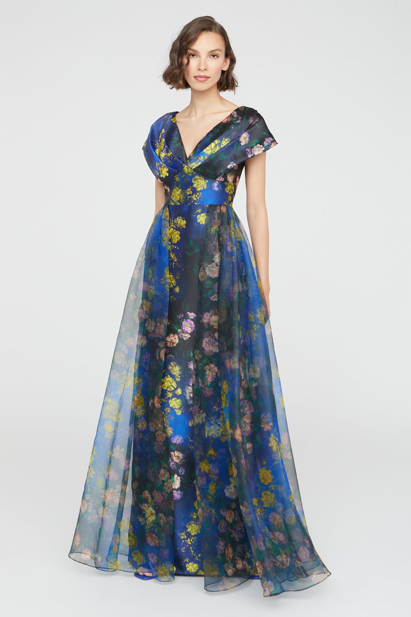 Nadia Draped V Neck Gown