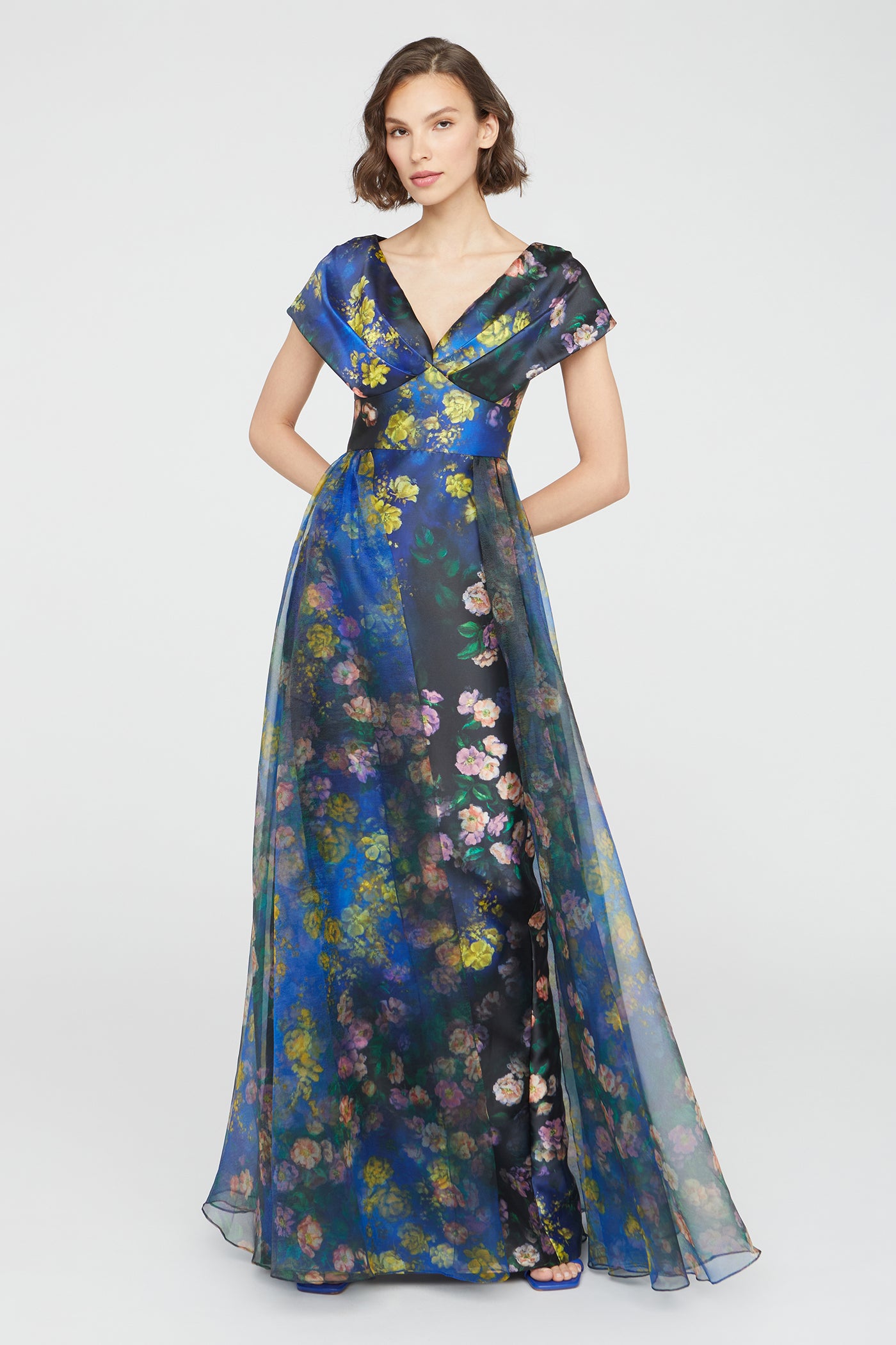 Nadia Draped V Neck Gown