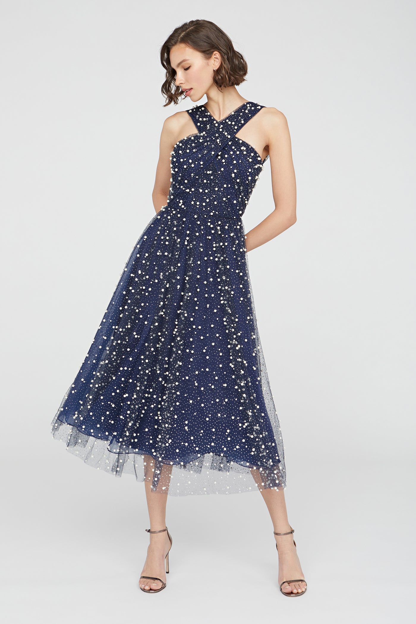 Tatiana Glimmer Halter Dress THEIA Tatiana Glimmer Halter Dress THEIA