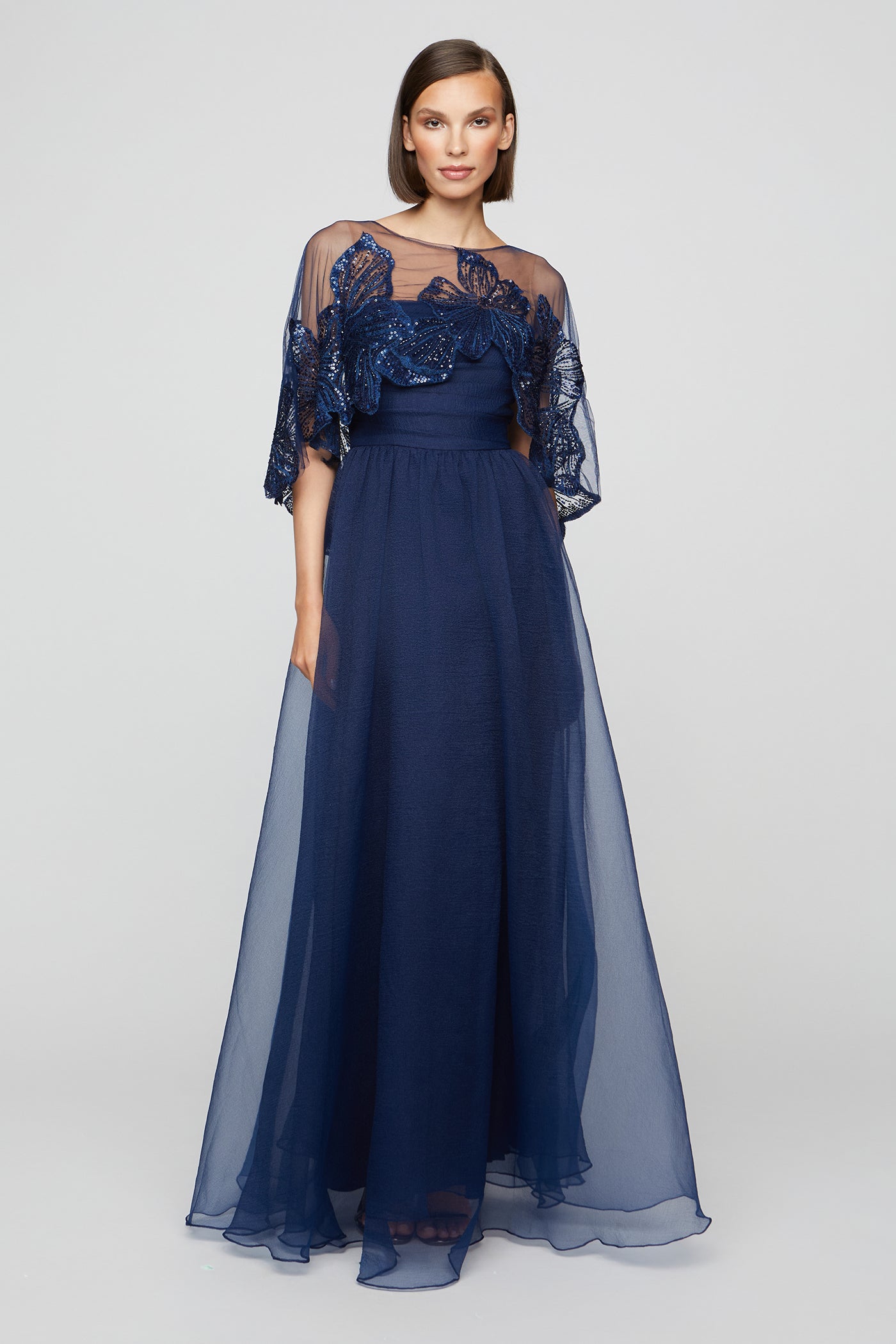 Ginny Beaded Capelet Gown