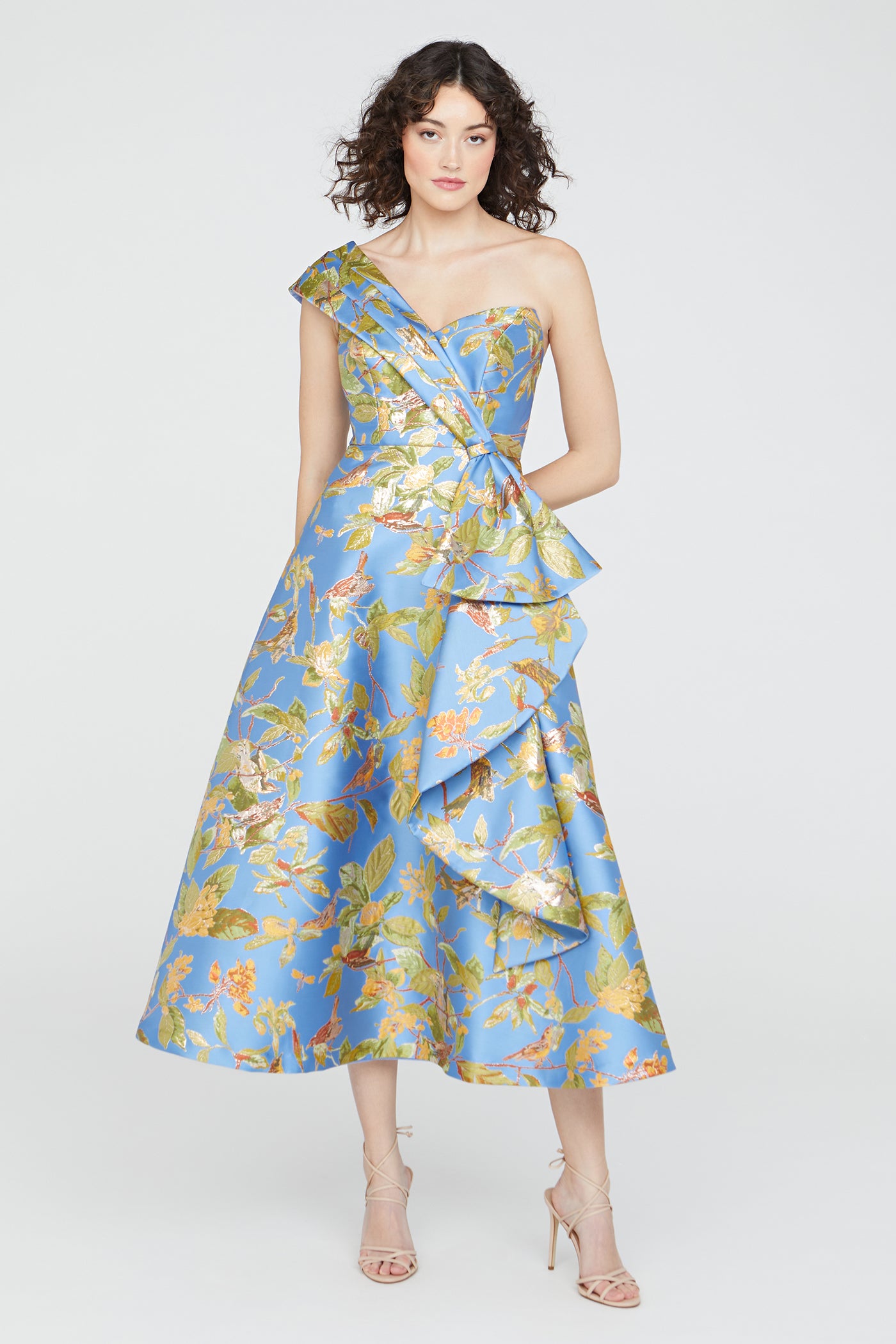 Dalia Tea Length Dress 4 / Cornflower / Marigold Dalia Tea Length Dress 4 / Cornflower / Marigold