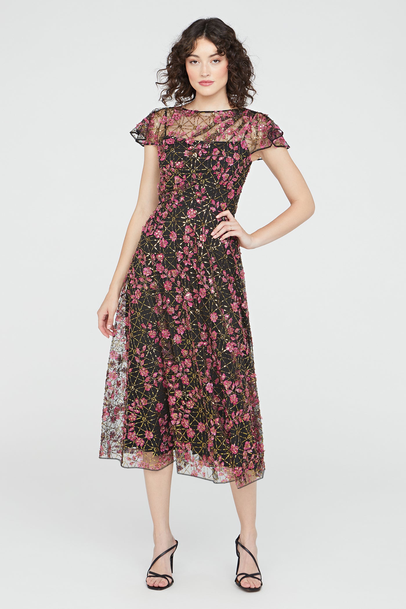 Theia Mariah Beaded Midi Dress Theia Mariah Beaded Midi Dress