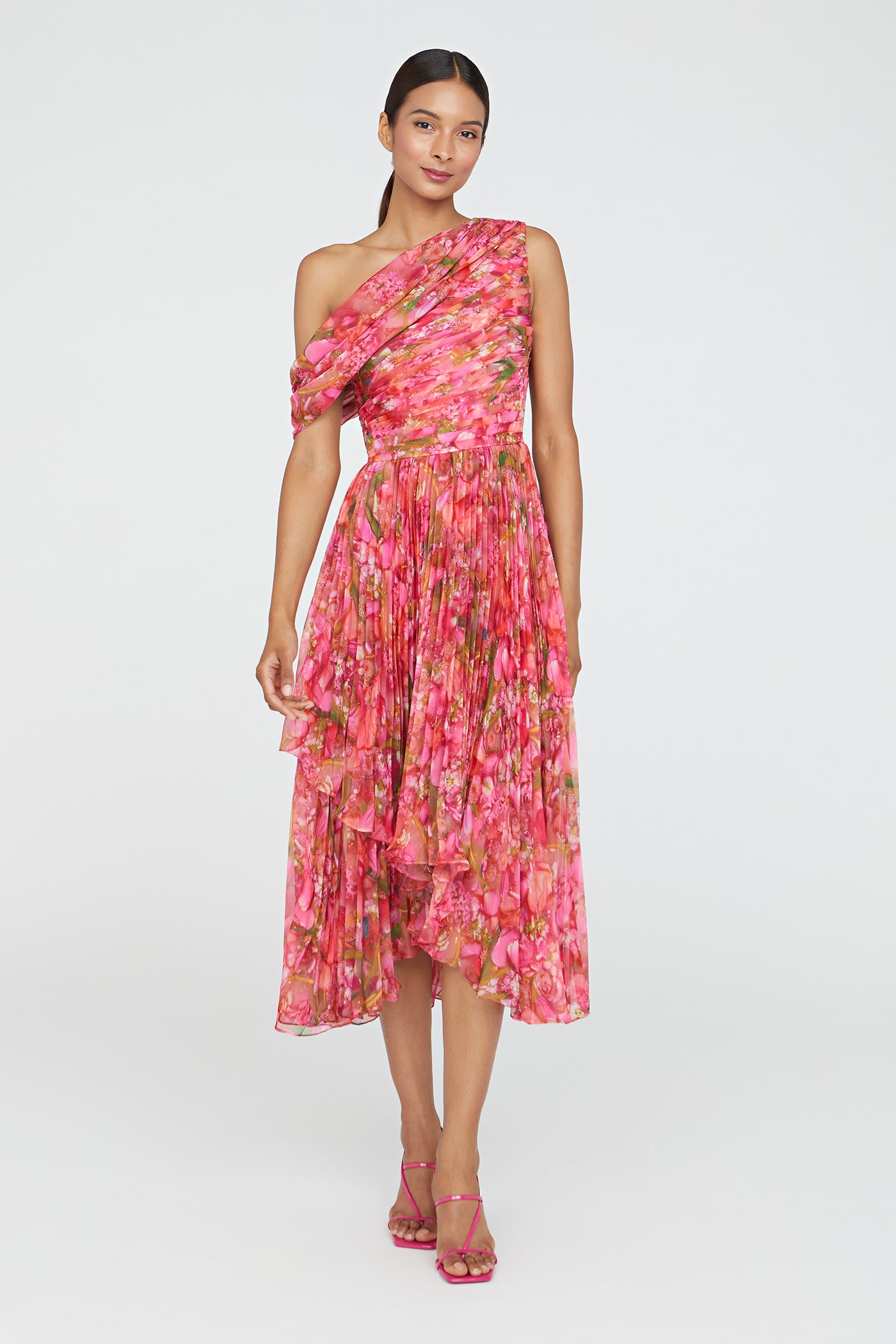 Katia Draped Chiffon Dress 0 / Hydra Floral Katia Draped Chiffon Dress 0 / Hydra Floral