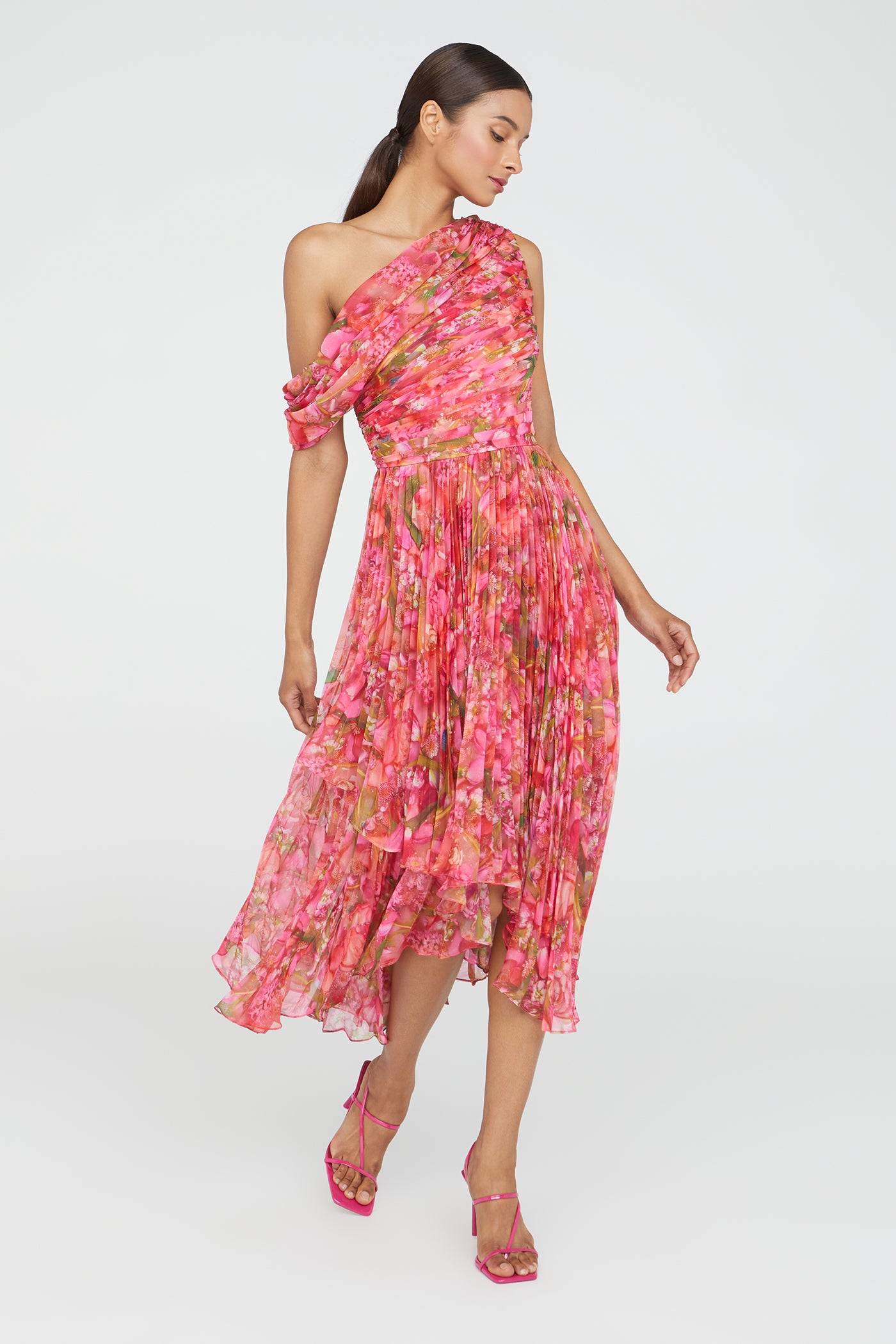 Katia Draped Chiffon Dress 0 / Hydra Floral Katia Draped Chiffon Dress 0 / Hydra Floral