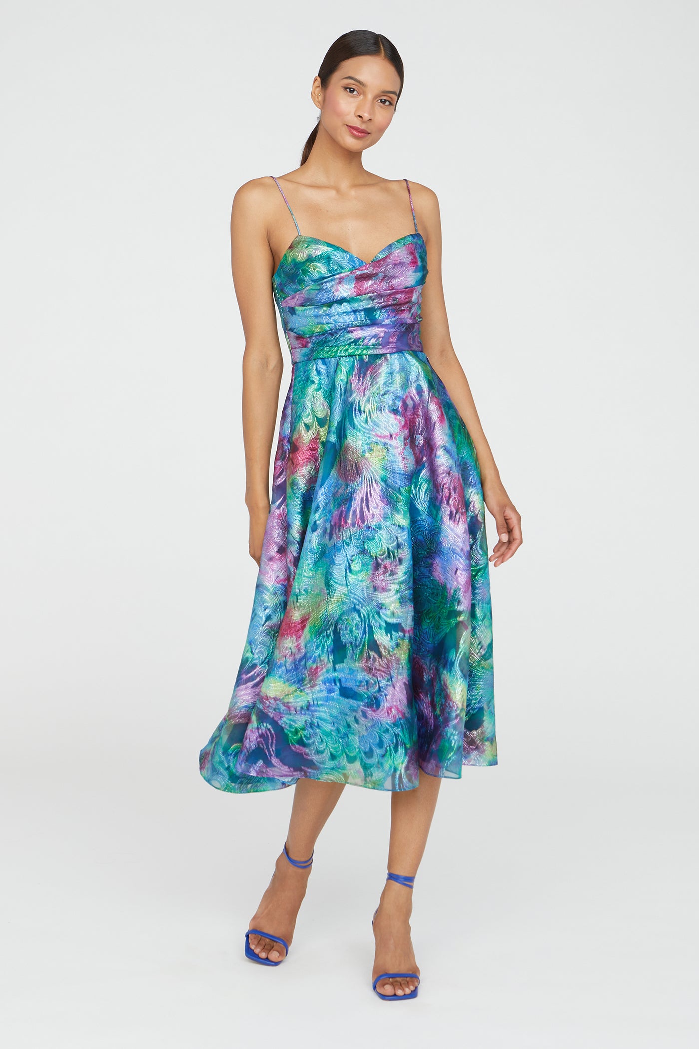 Allegra Draped Cocktail Dress 0 / Aquatic Blooms Allegra Draped Cocktail Dress 0 / Aquatic Blooms