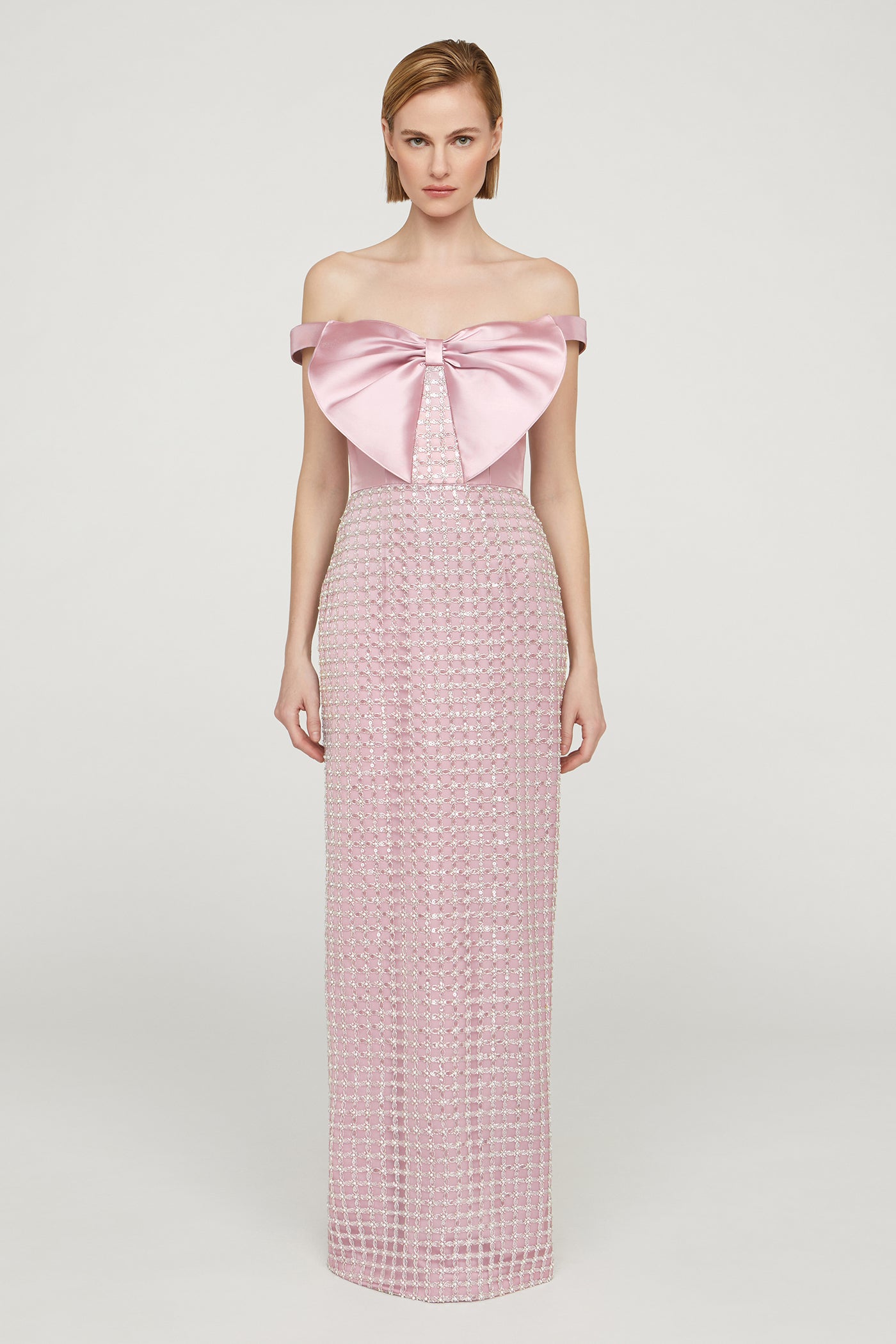 Cynthia Draped Bow Bodice Gown