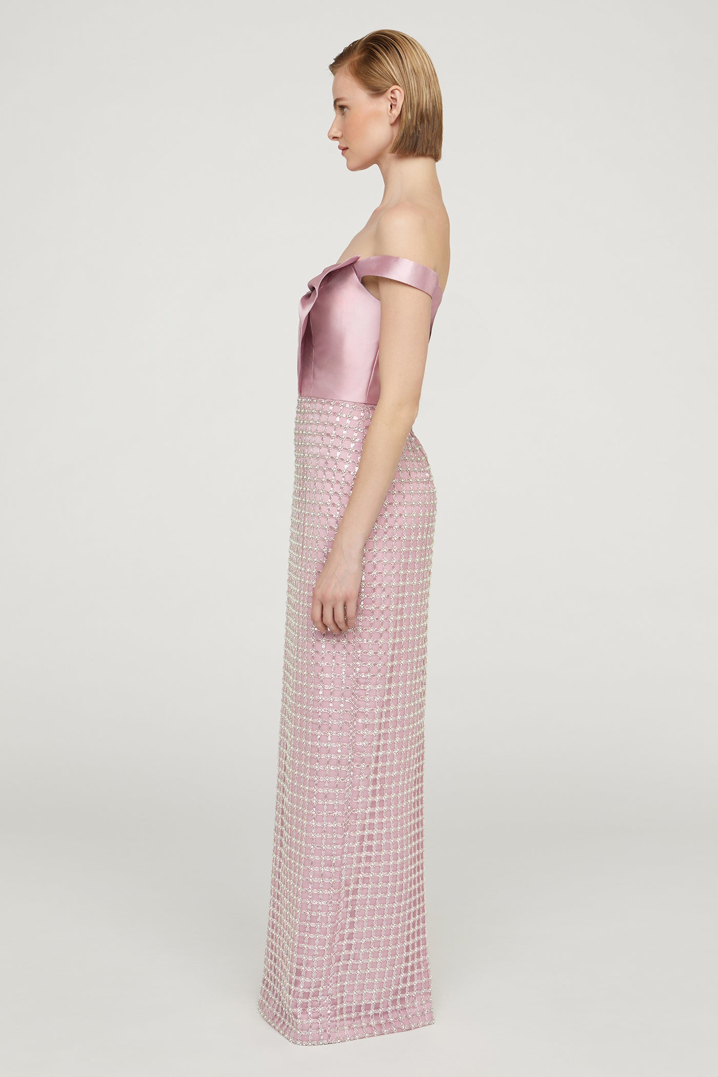 Cynthia Draped Bow Bodice Gown