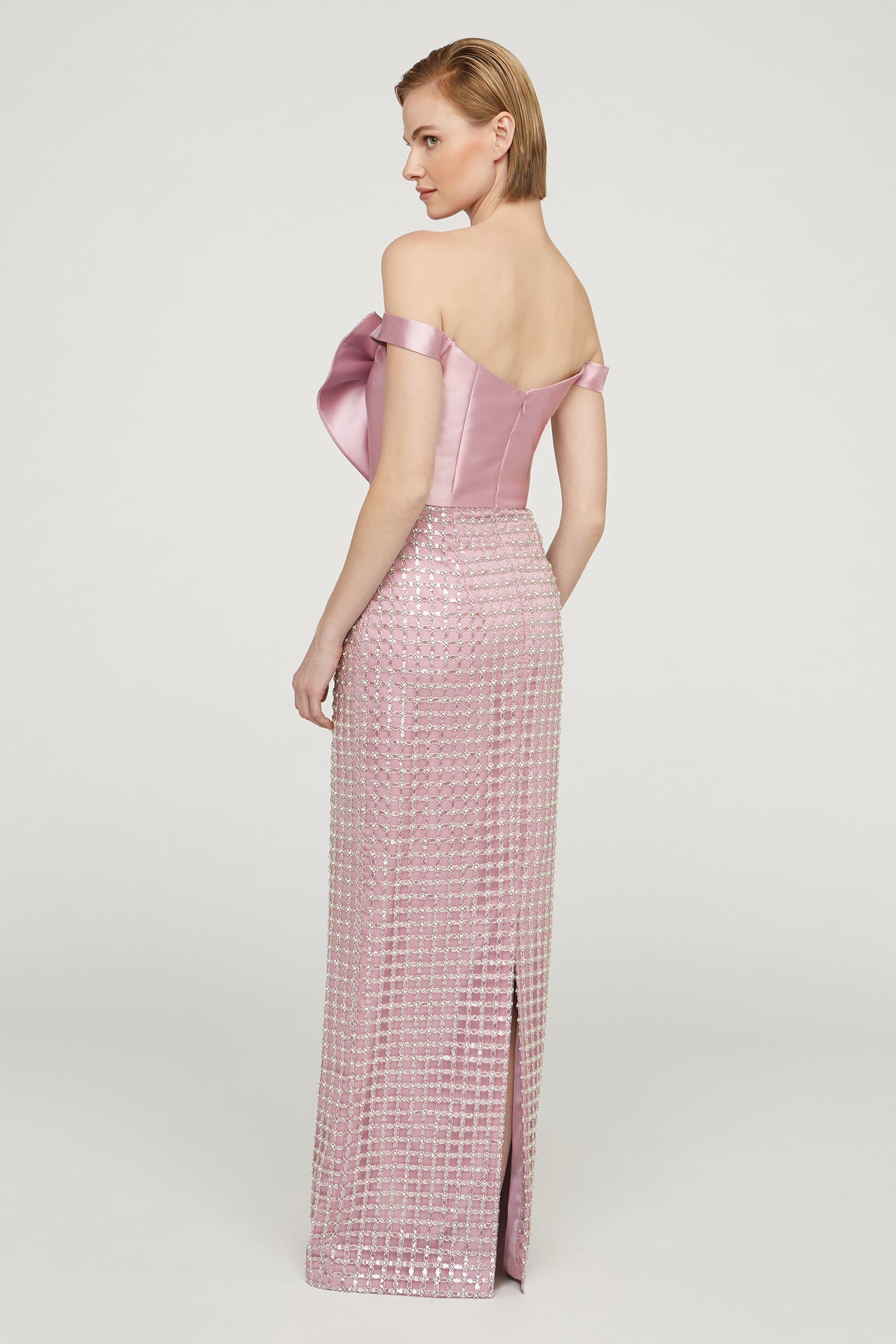 Cynthia Draped Bow Bodice Gown