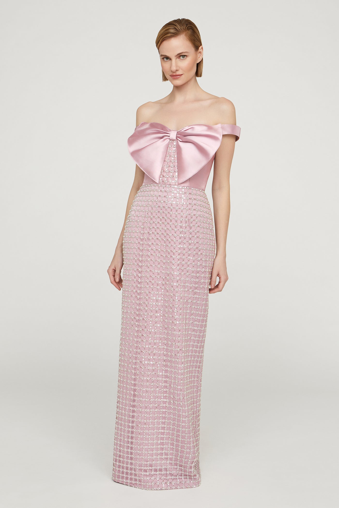 Cynthia Draped Bow Bodice Gown