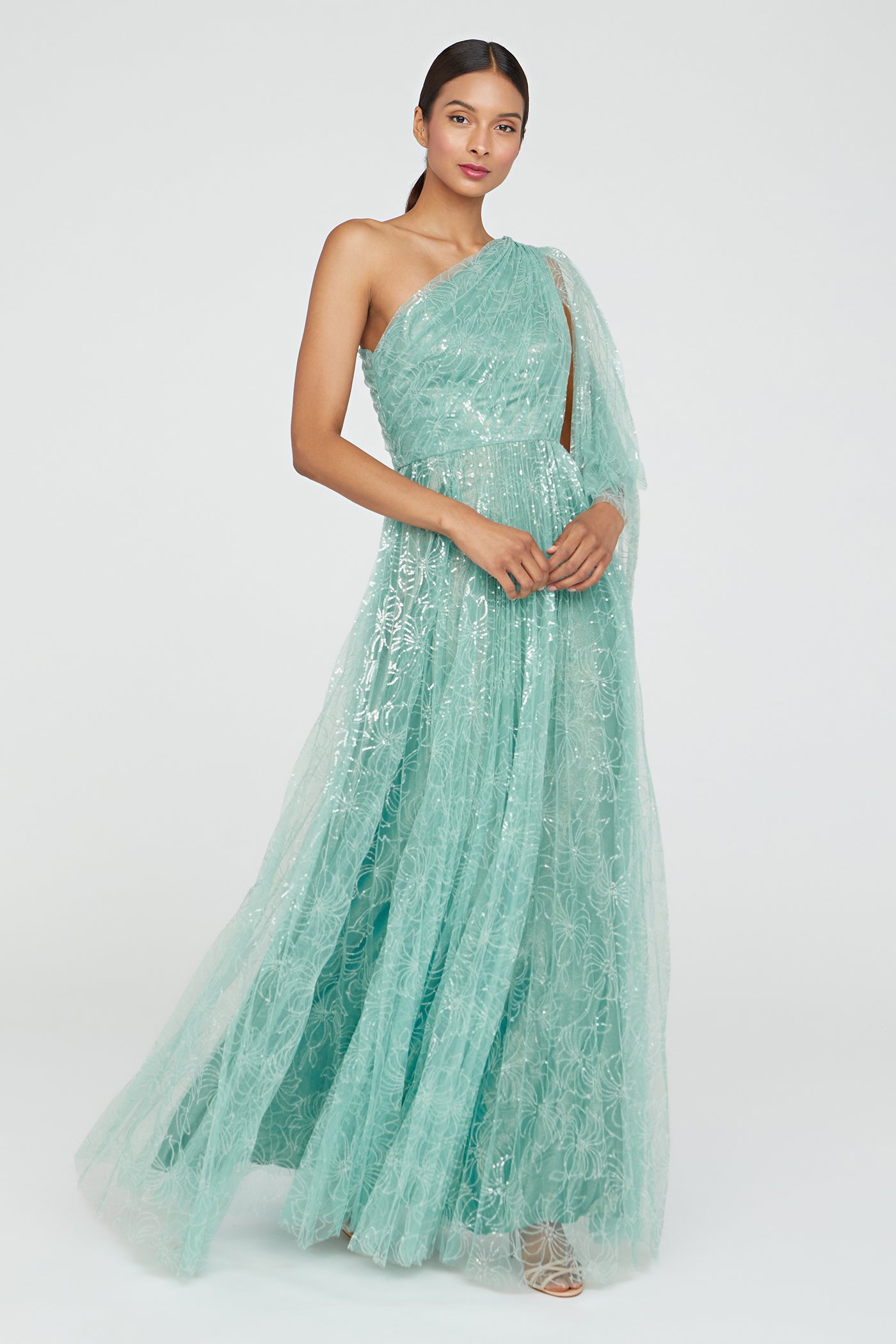 teal one shoulder dress Carol One Shoulder Dress – THEIA