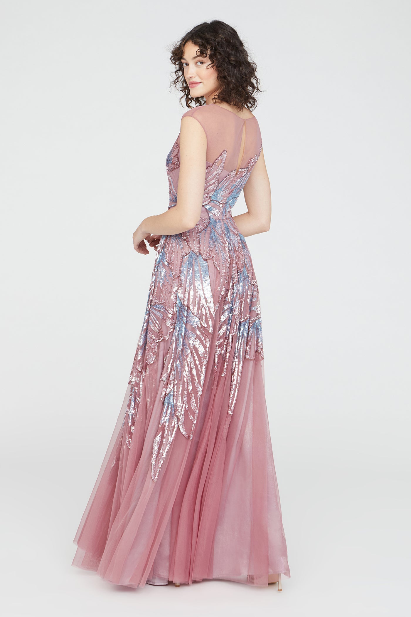 Aviana Beaded Cap Sleeve Gown