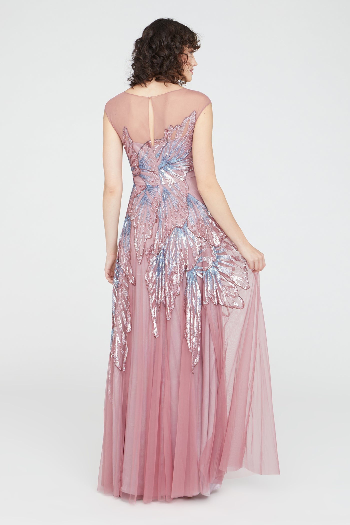 Aviana Beaded Cap Sleeve Gown